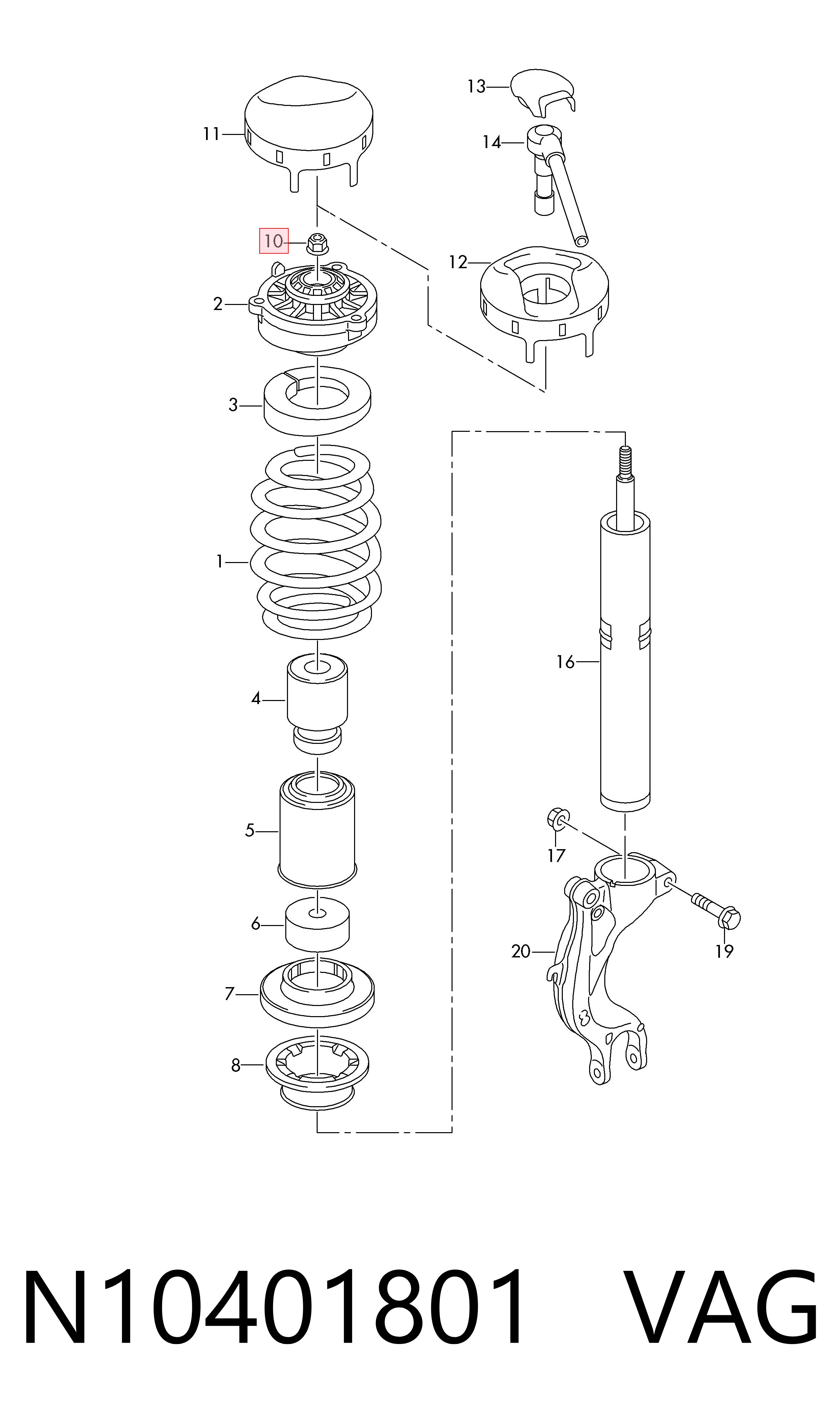 Tornillo (tuerca) de sujeción VAG N10401801 precio, desde 2,93 EUR