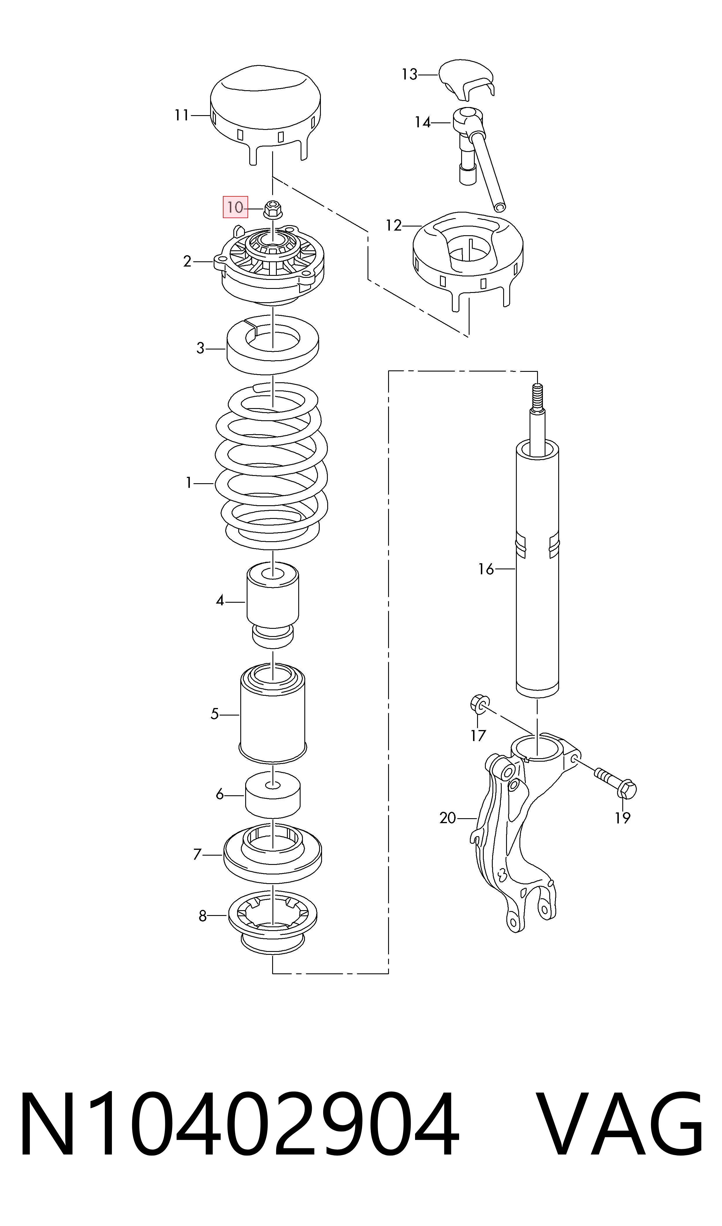 Tuerca del perno de fijación del brazo delantero inferior VAG N10402904 precio, desde 2,67 EUR