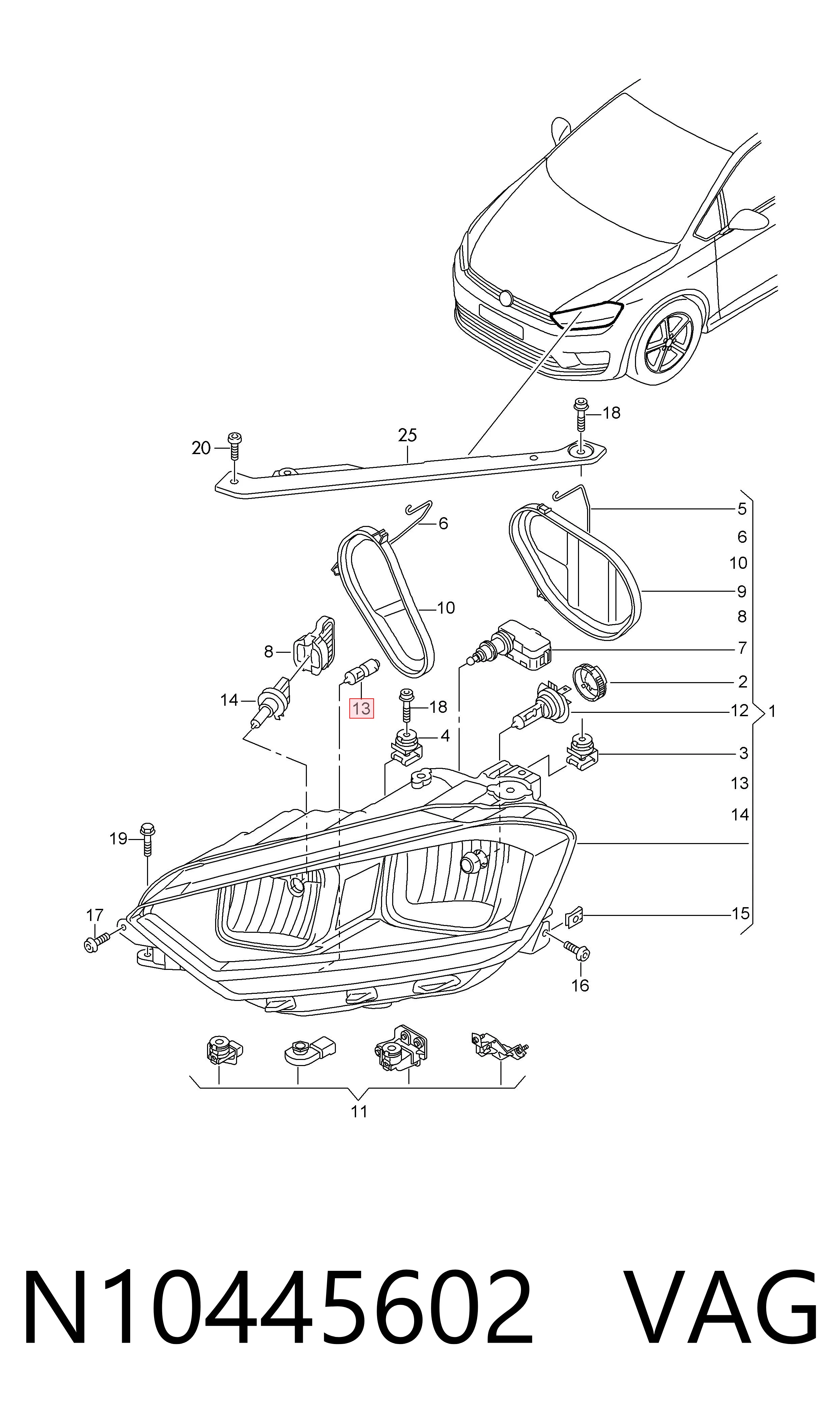N10445602 VAG Lámpara para faros de luz antiniebla