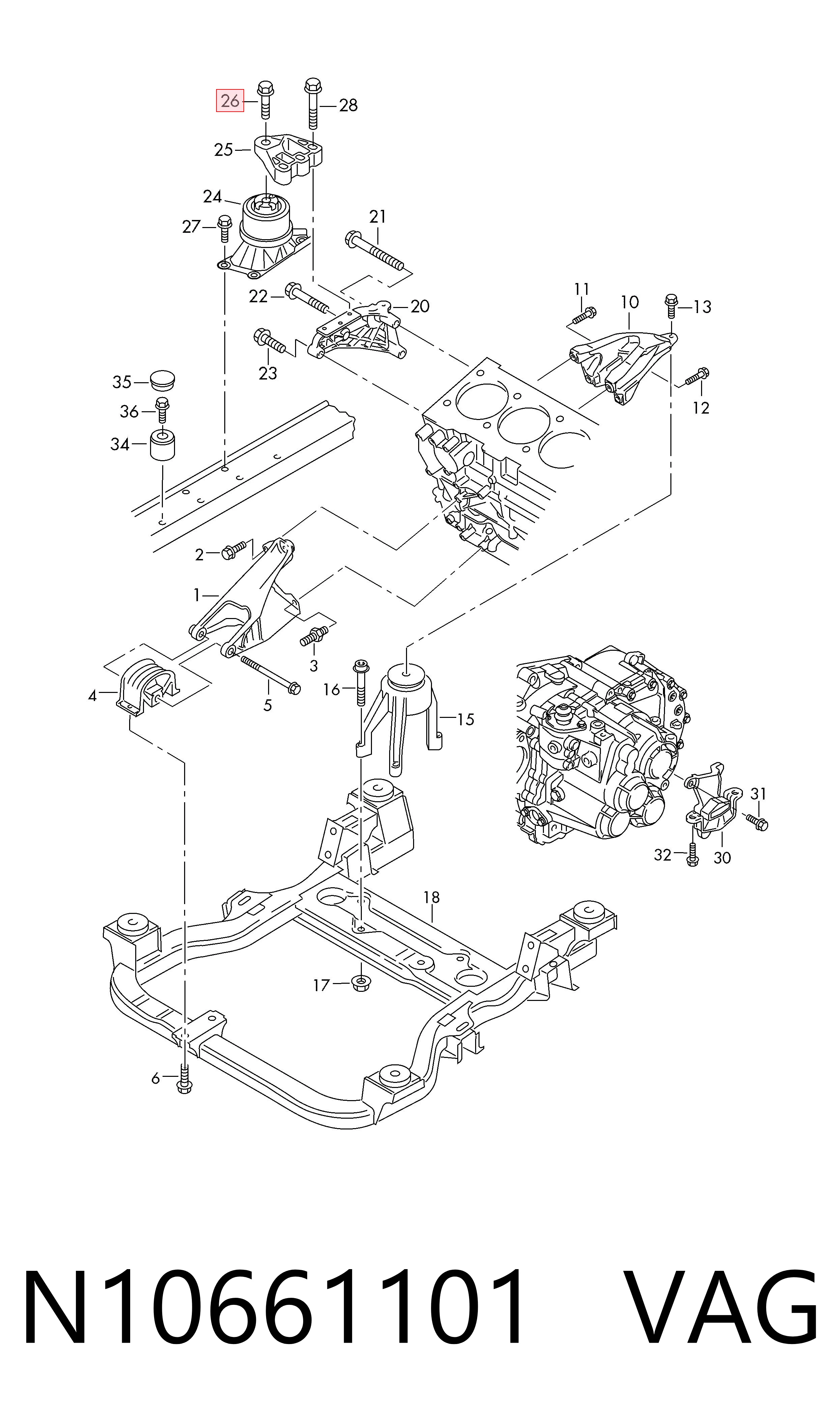N10661101 VAG Kit de reparación de la bieleta estabilizadora delantera