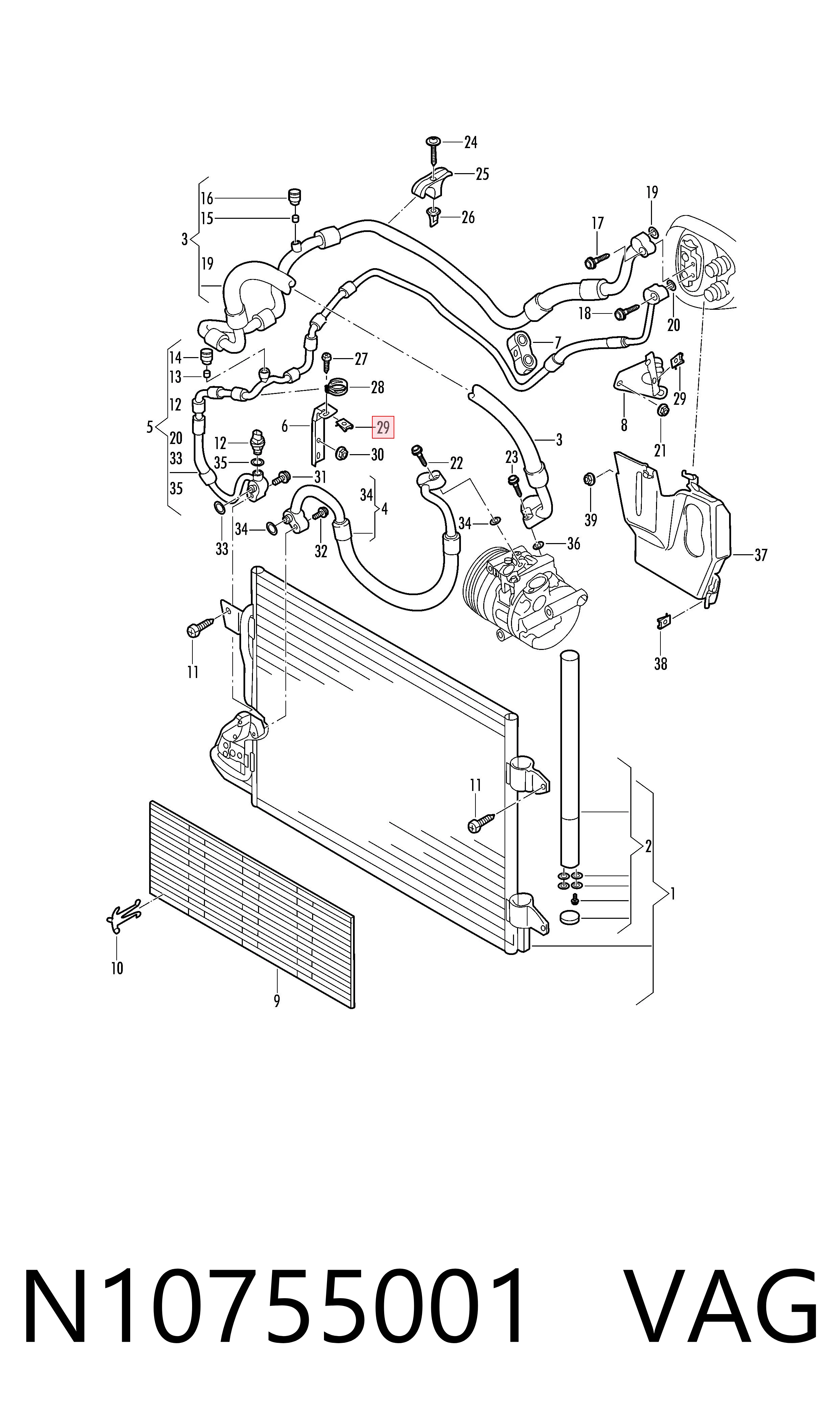 N10755001 VAG Soporte del tanque de combustible