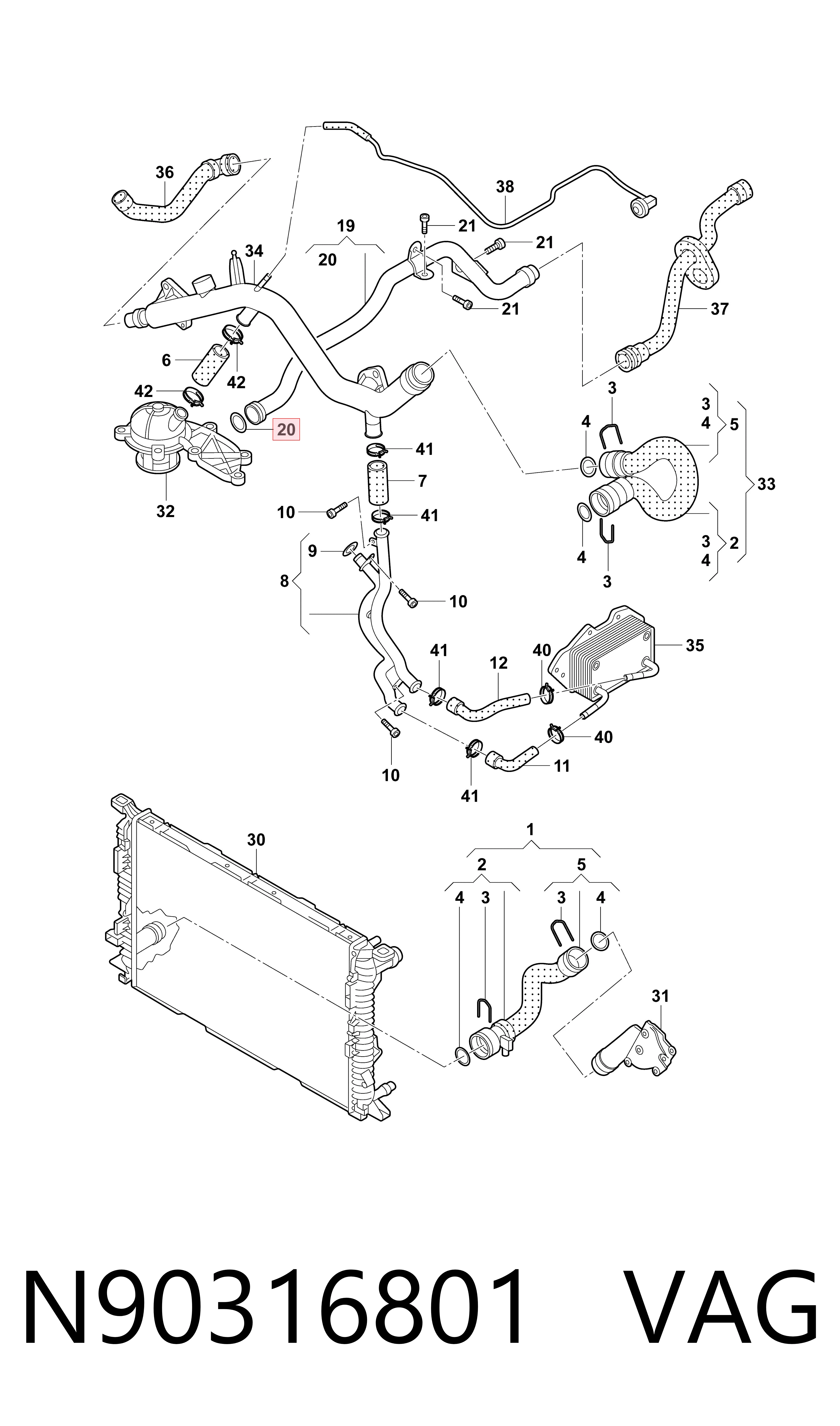 Junta de brida del sistema de refrigeración VAG N90316801 precio, desde 1,33 EUR