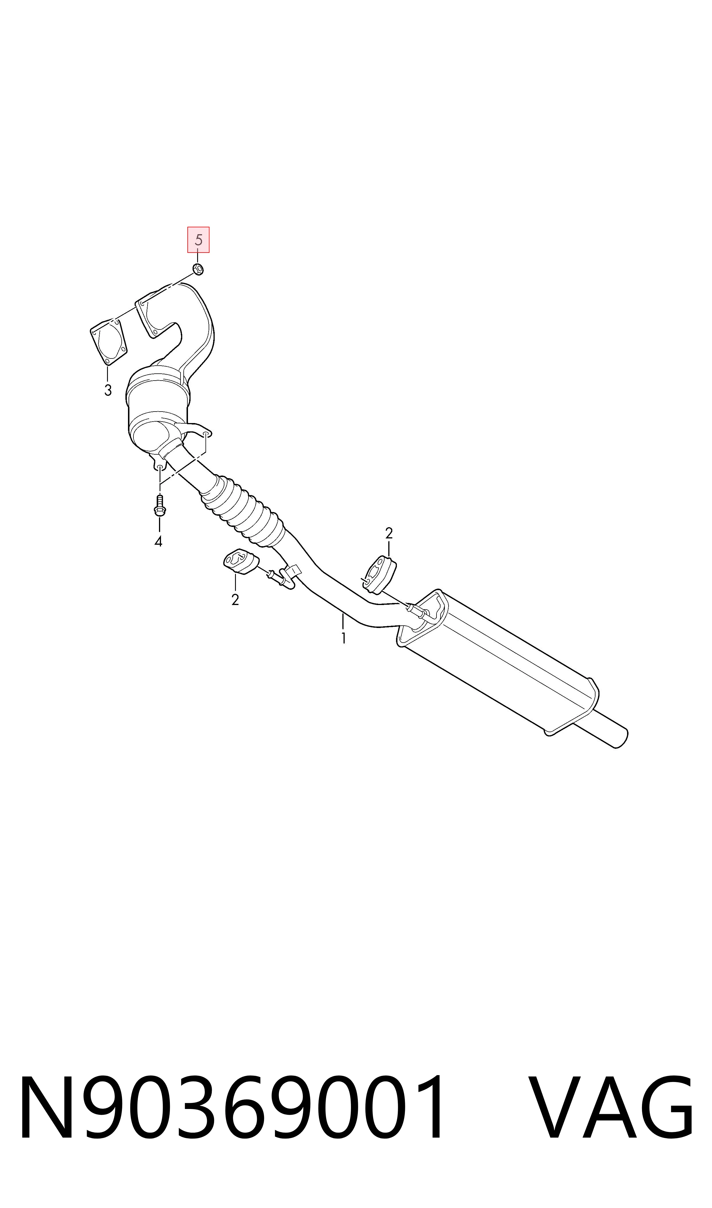 N90369001 VAG Tuerca de fijación del tubo de escape