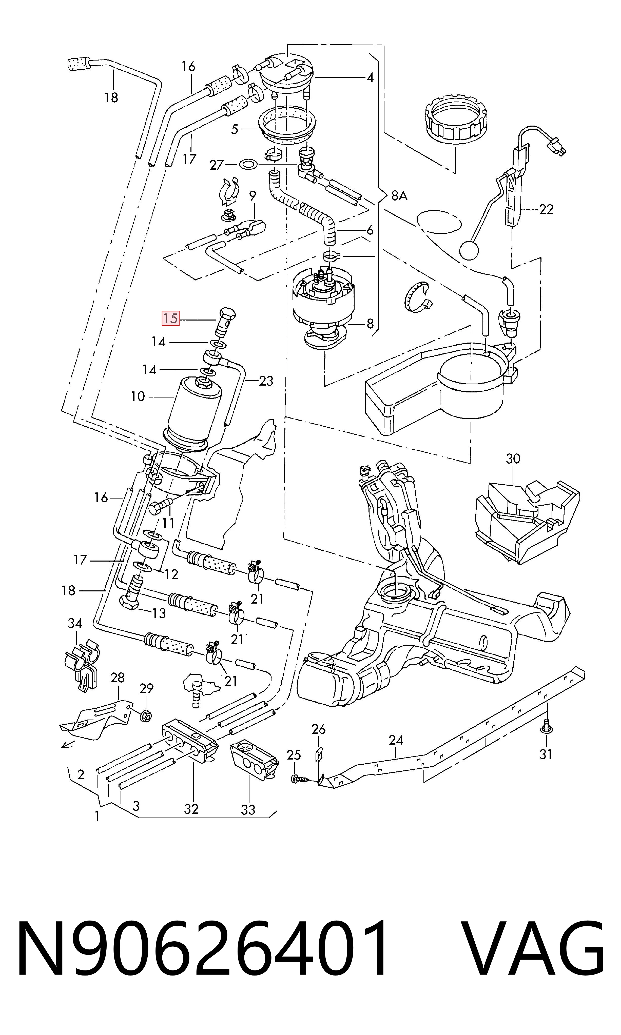 N90626401 VAG Perno de tubo de alimentación de aceite de turbocompresor