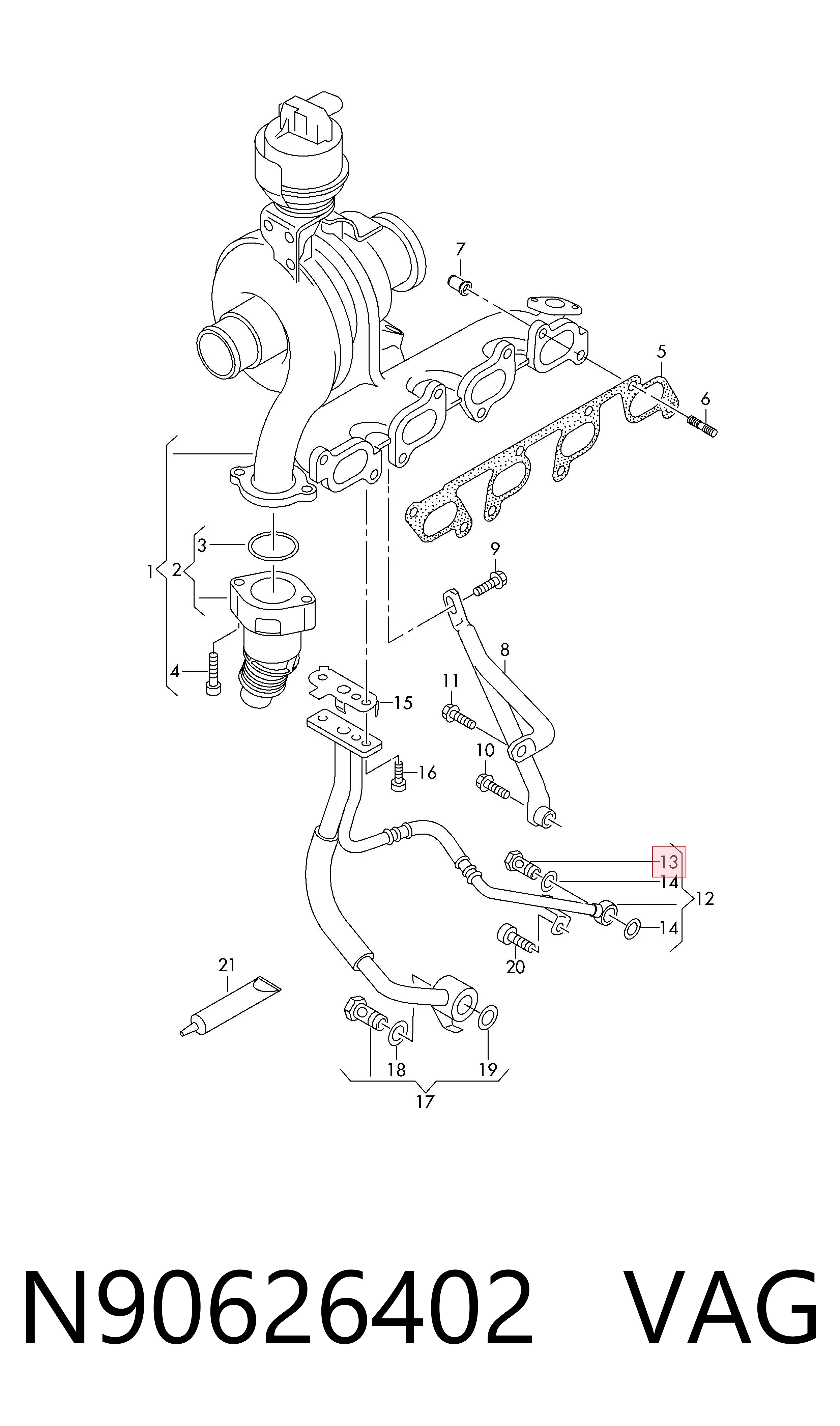 N90626402 VAG Perno de tubo de alimentación de aceite de turbocompresor