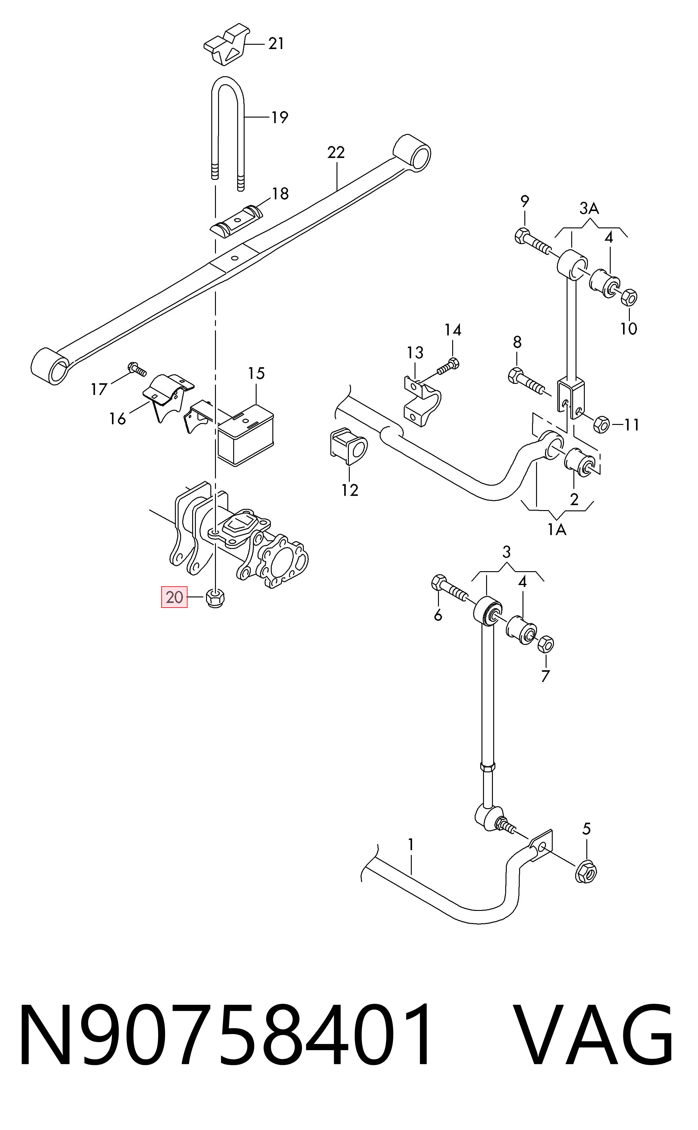 N90758401 VAG Tornillo (tuerca) de sujeción