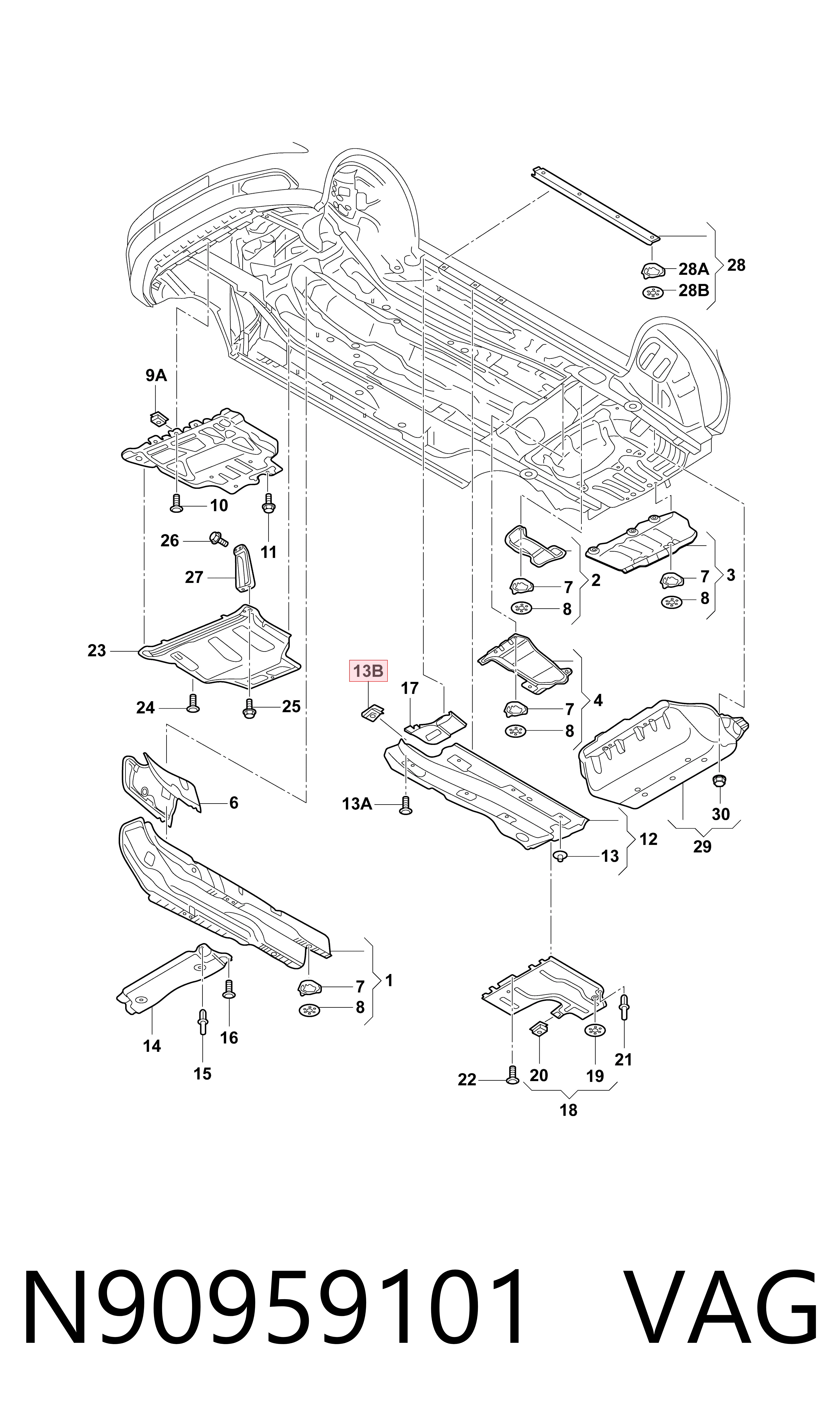 N90959101 VAG Tuerca remachable para tornillo autorroscante