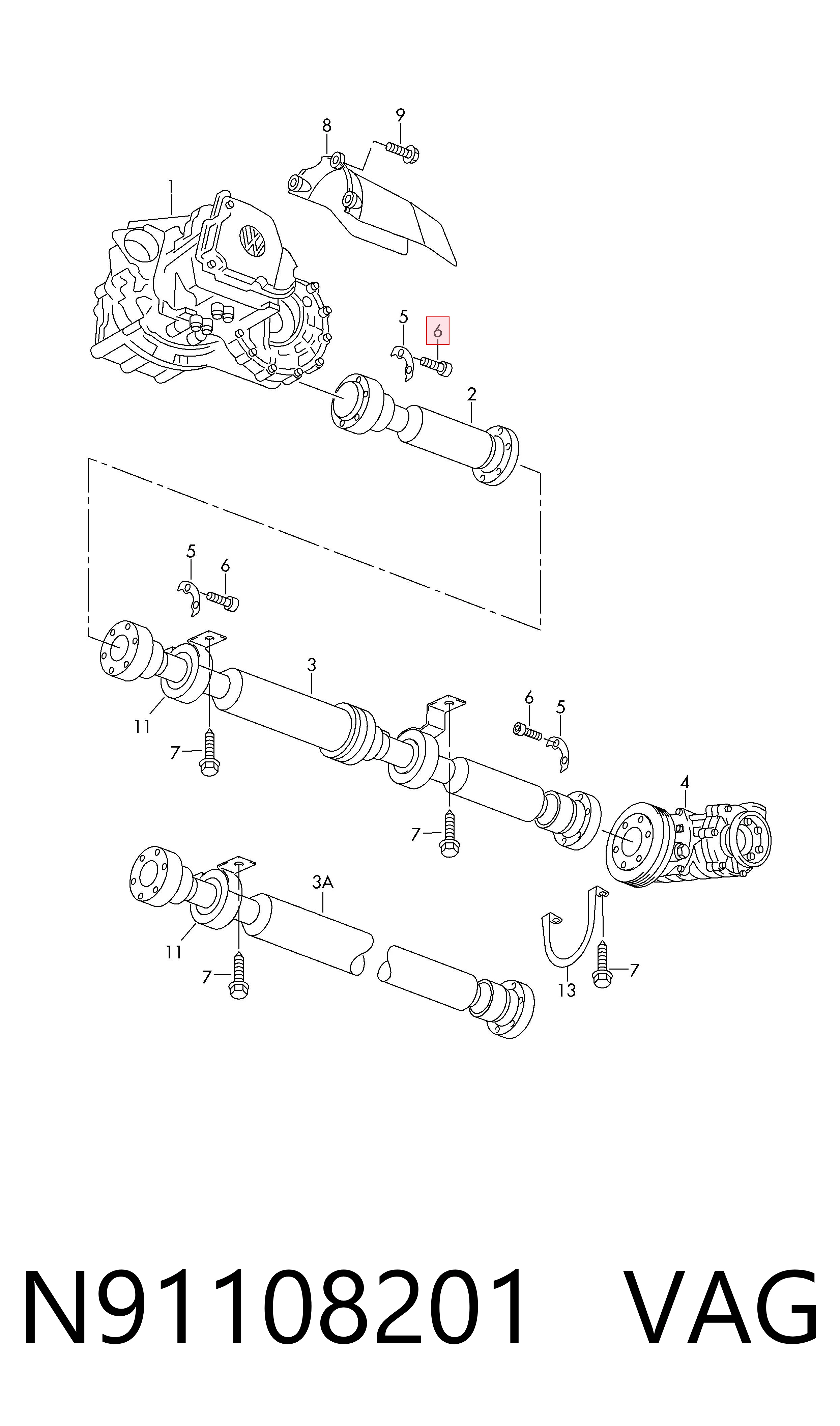 Tornillo (tuerca) de sujeción VAG N91108201 precio, desde 1,16 EUR