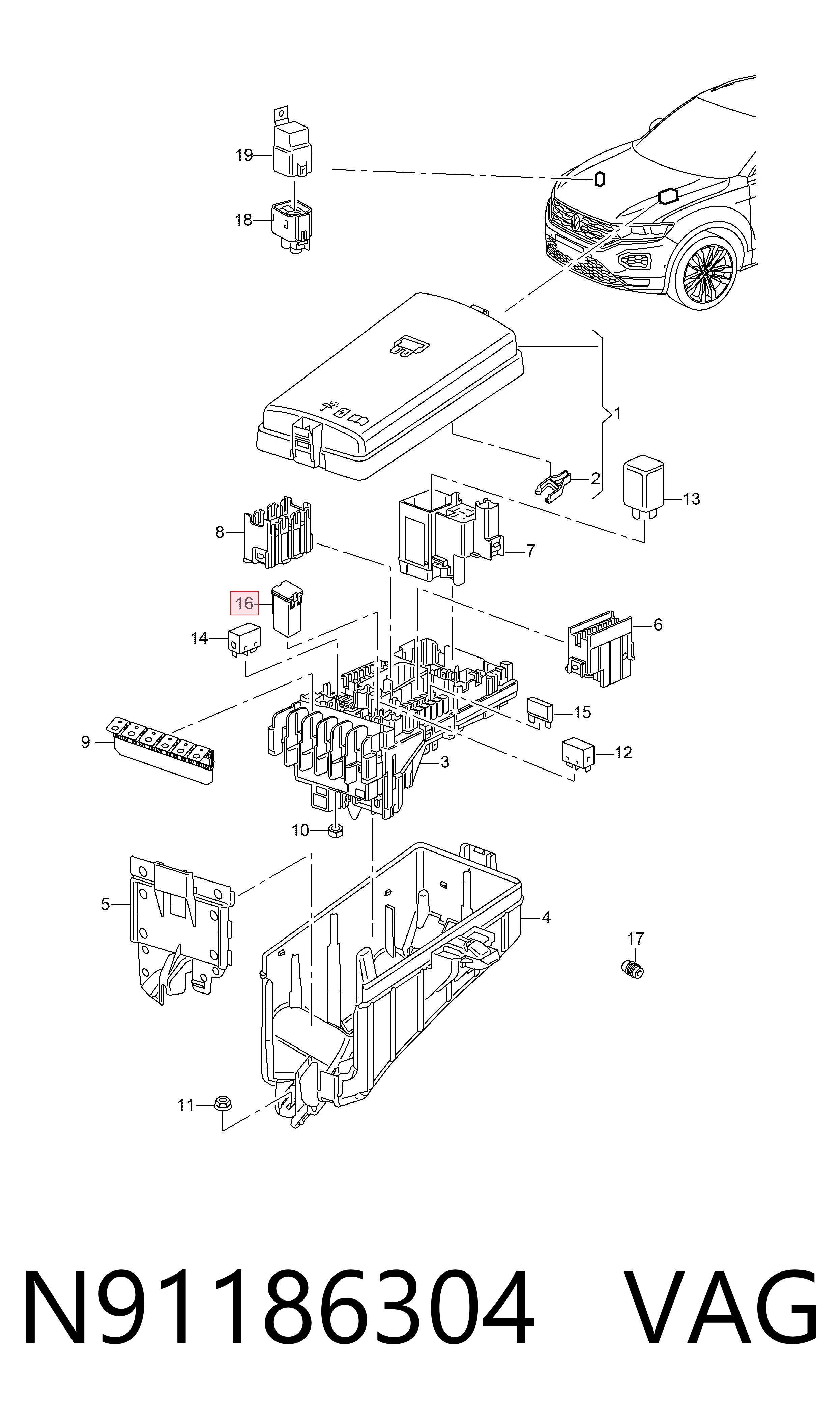 Caja de reles VAG N91186304 precio, desde 6,56 EUR