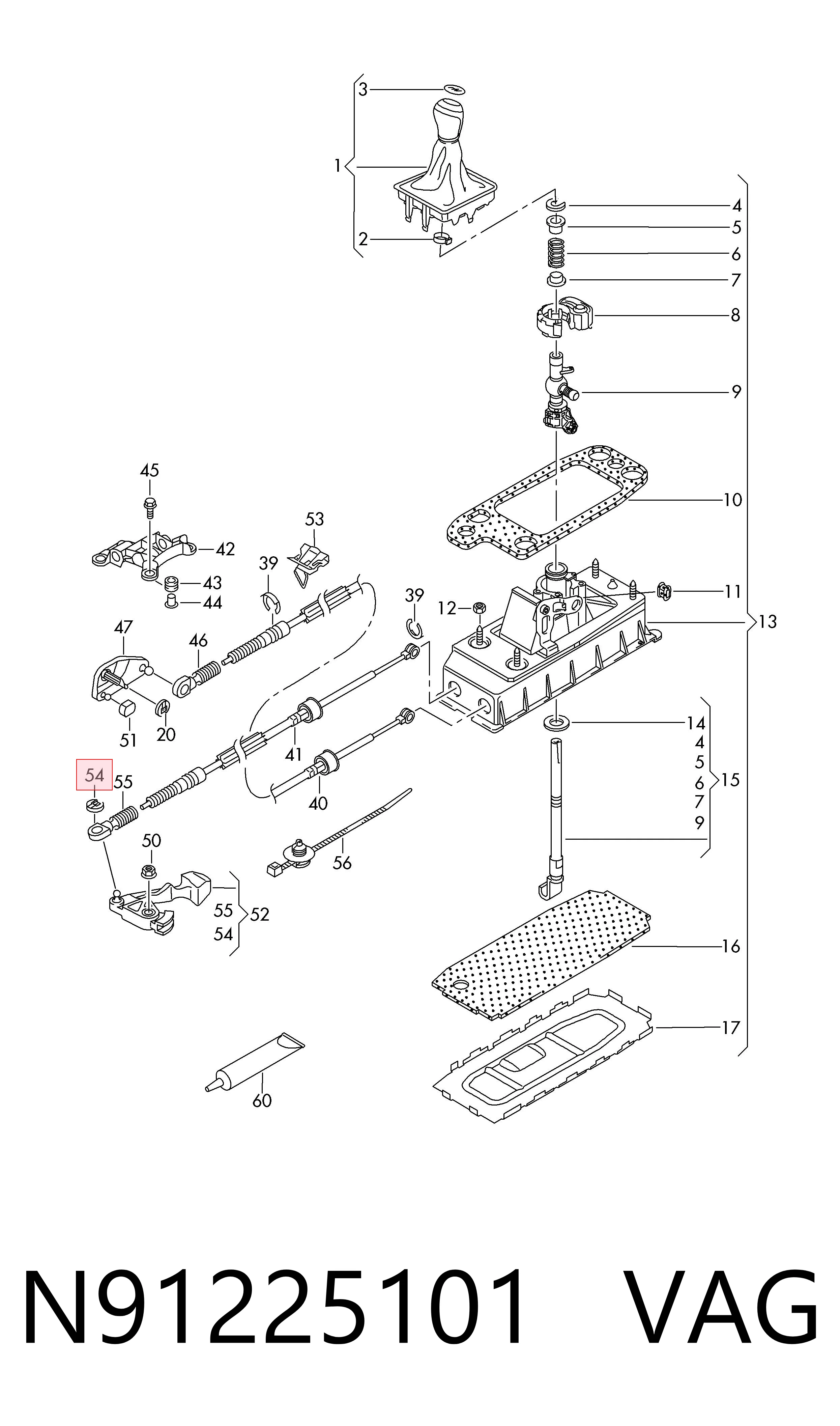 N91225101 VAG Cable para caja de cambios manual