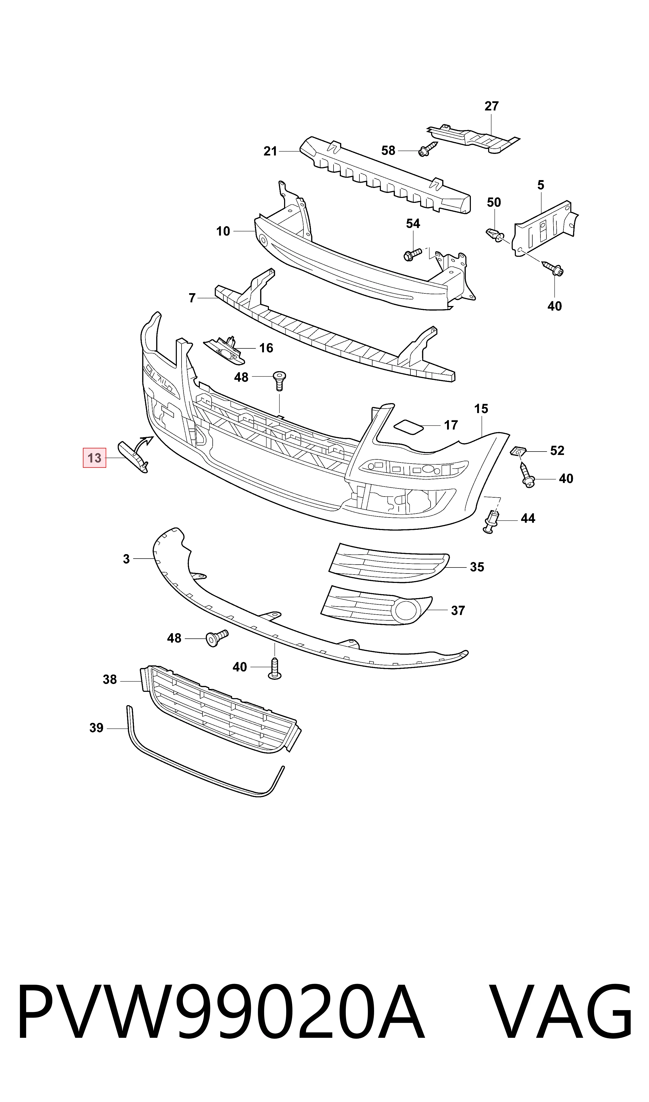 Tapa gancho de arrastre, delantera Volkswagen Touran I (1T1, 1T2)