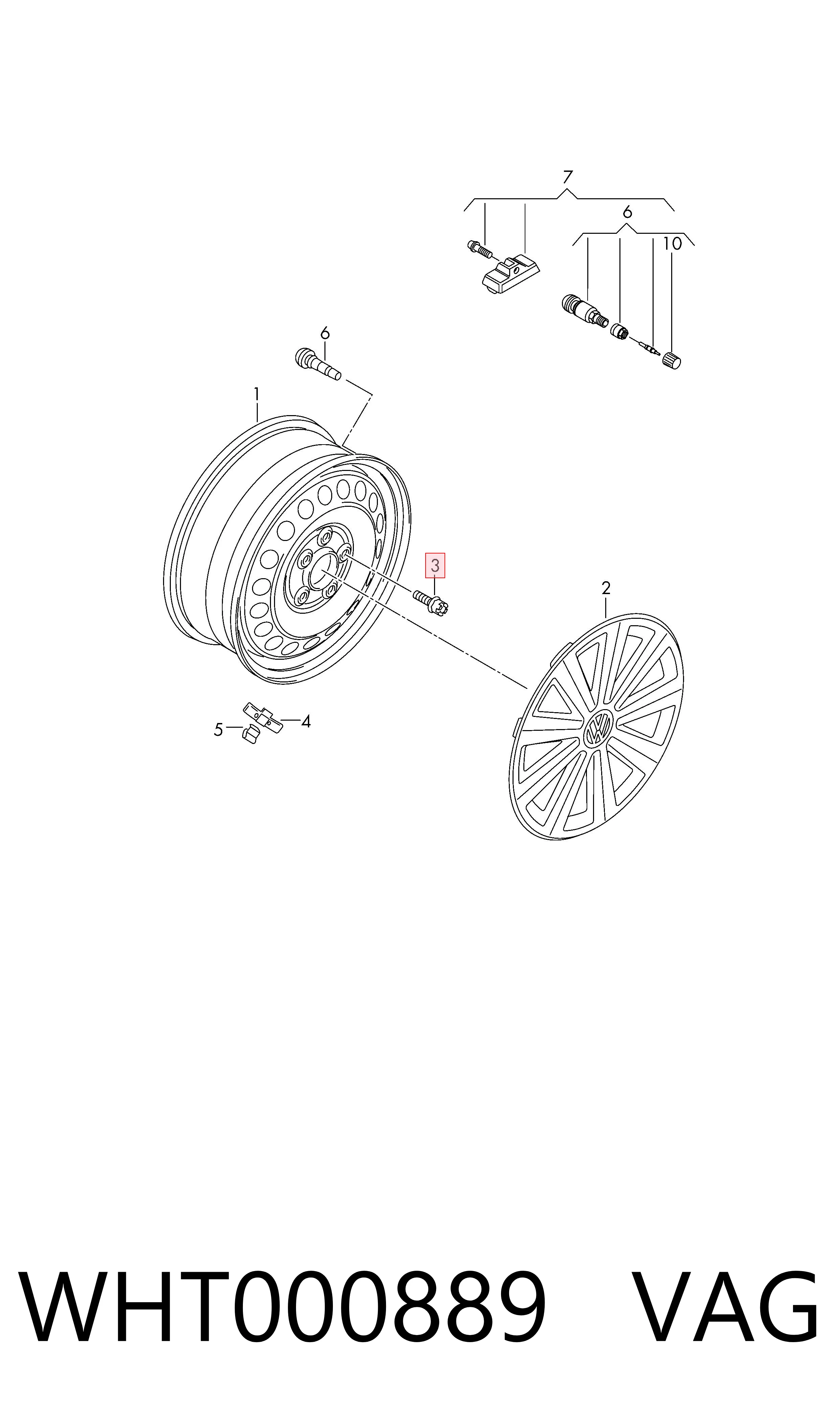 WHT000889 VAG Perno de rueda