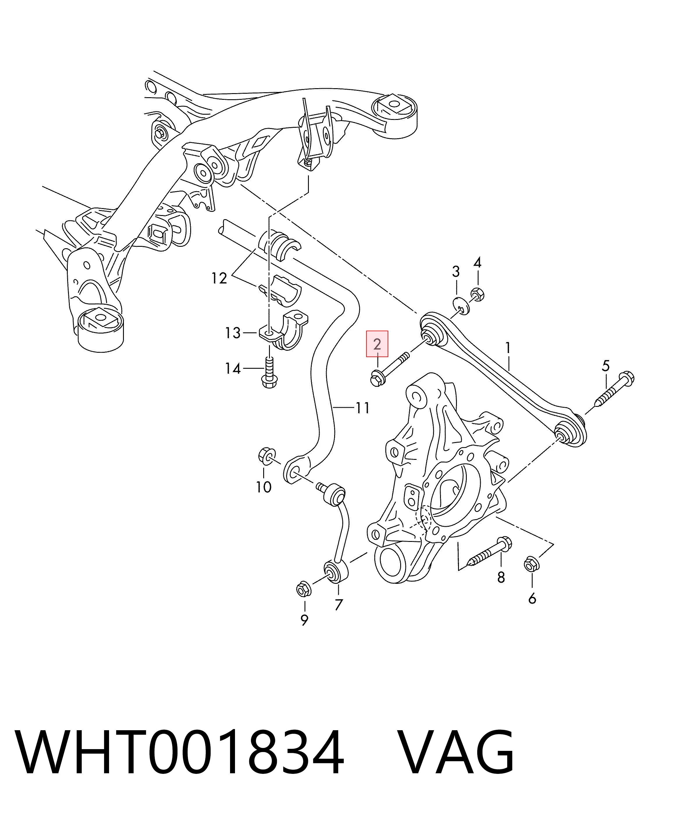 WHT001834 VAG Perno interior del brazo de caída trasero
