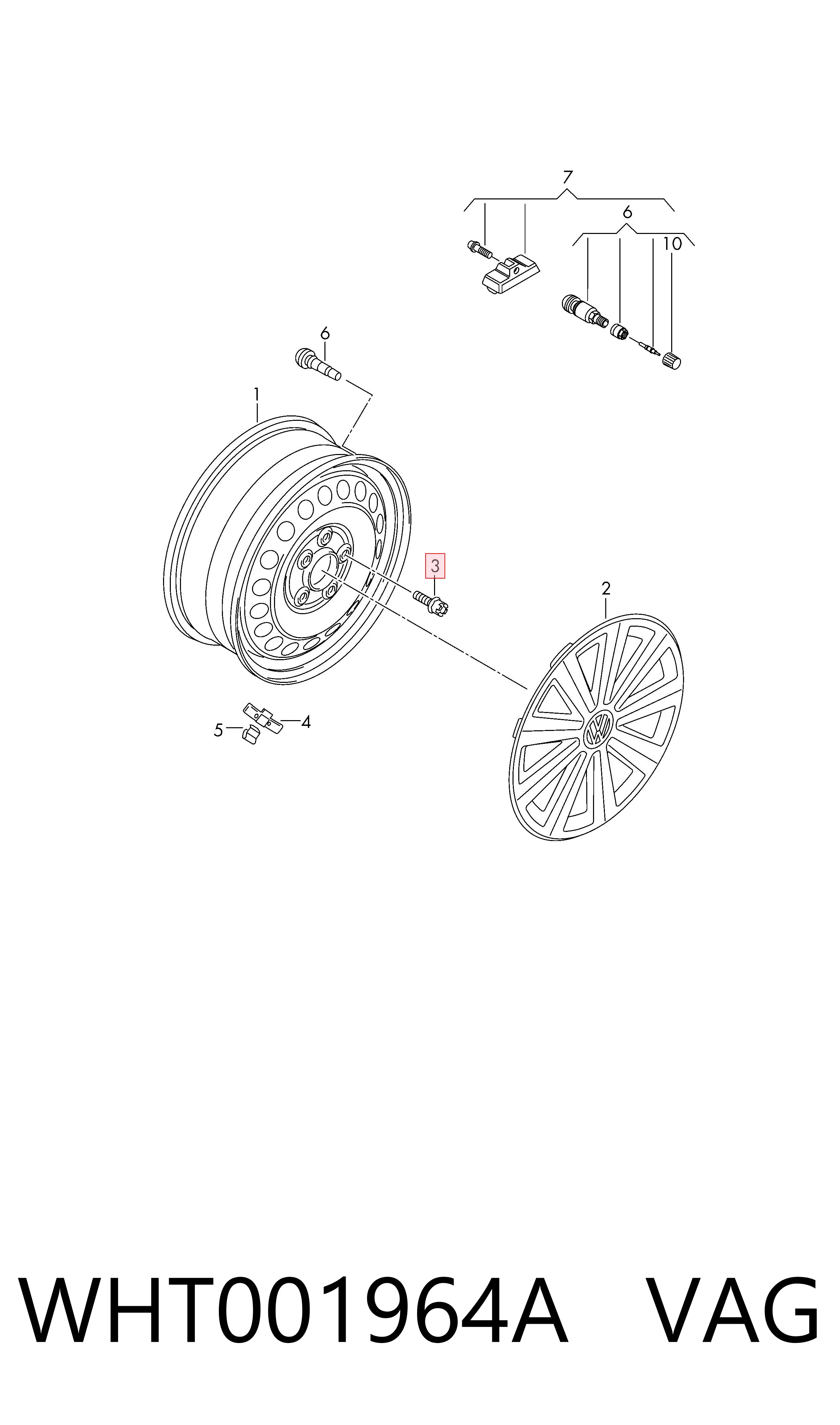 WHT001964A VAG Tornillos para llantas