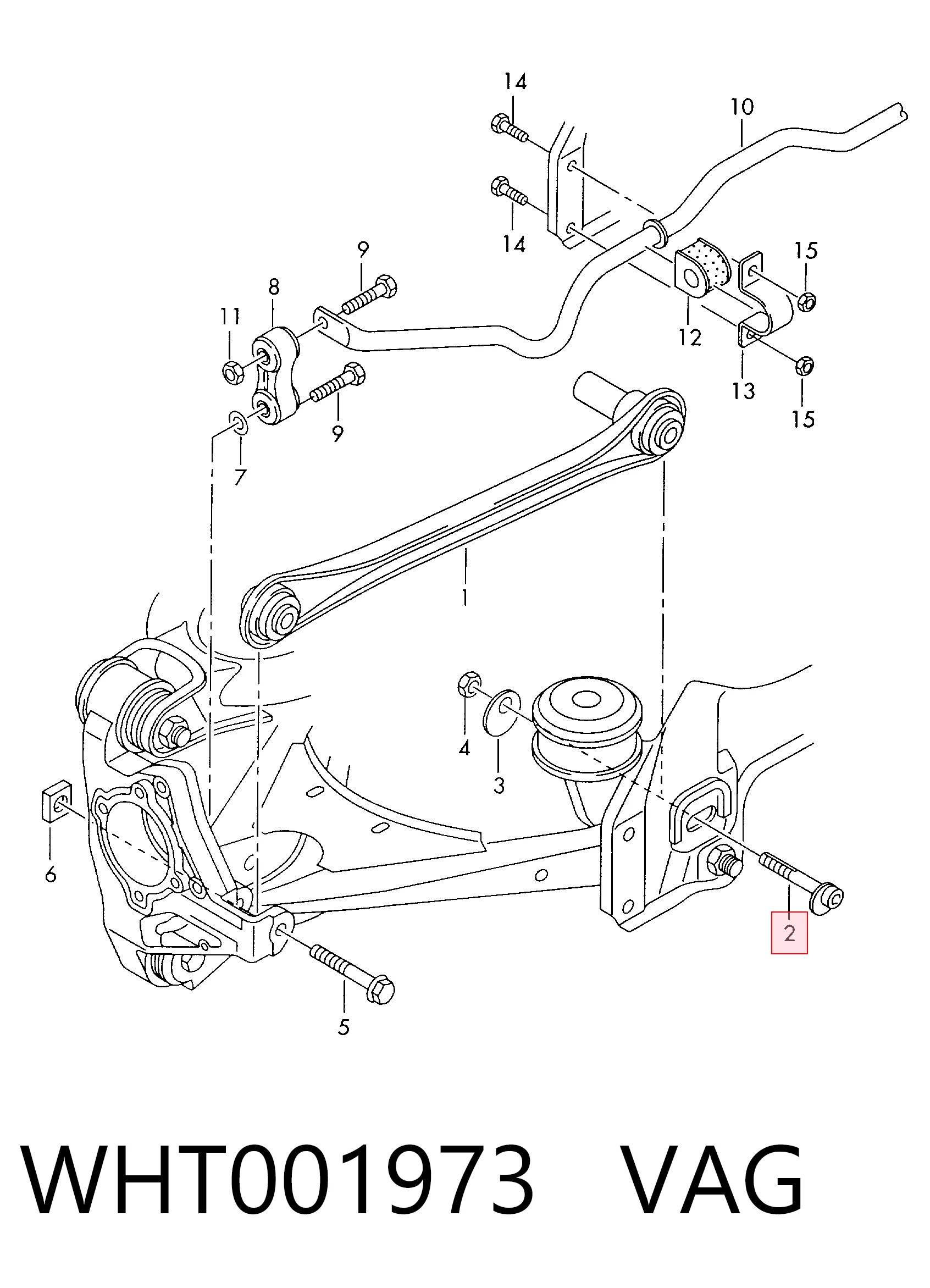 Perno interior del brazo de caída trasero VAG WHT001973 precio, desde 12,73 EUR