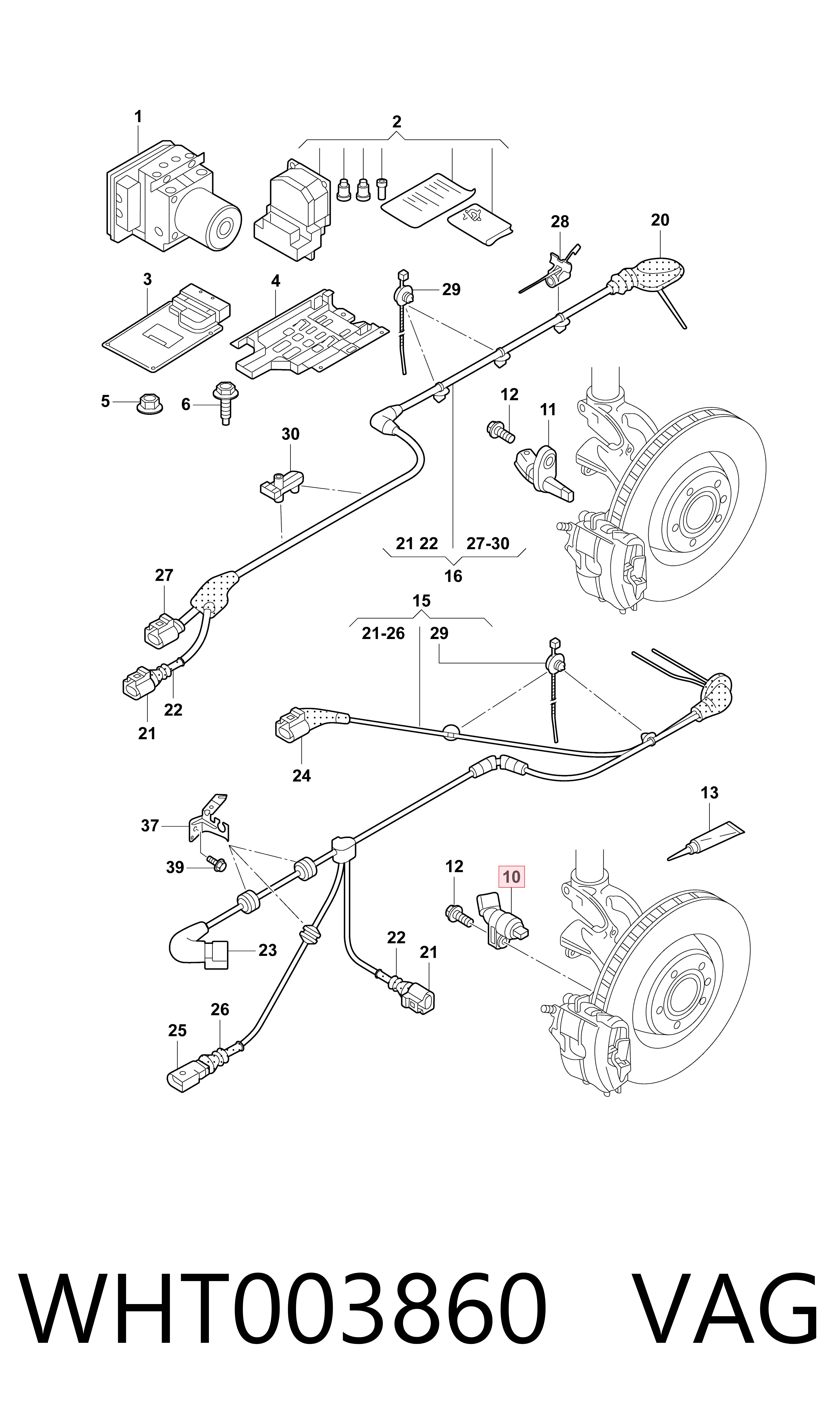 Comprar WHT003860 VAG Sensor ABS delantero derecho