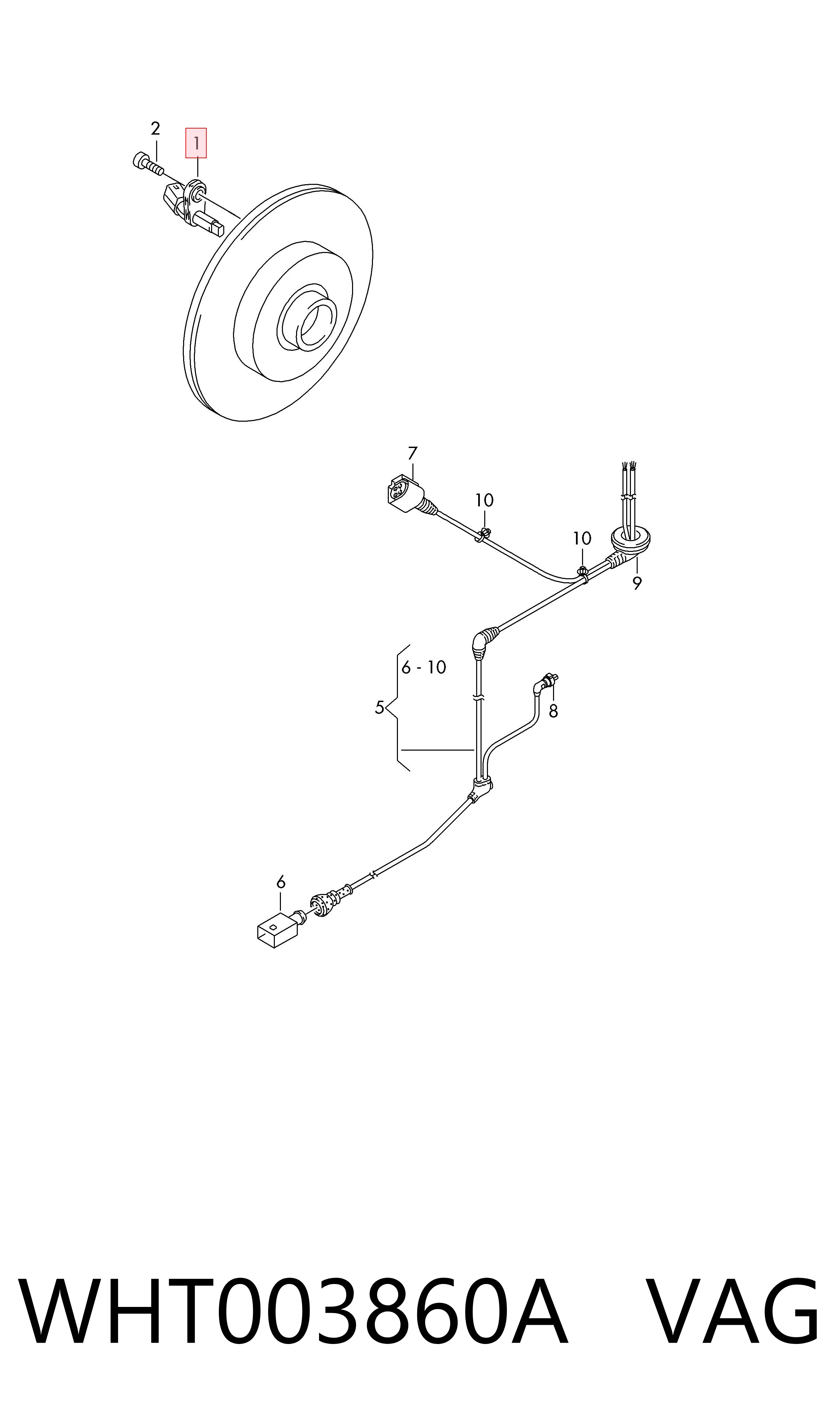 WHT003860A VAG Sensor de freno, delantero derecho