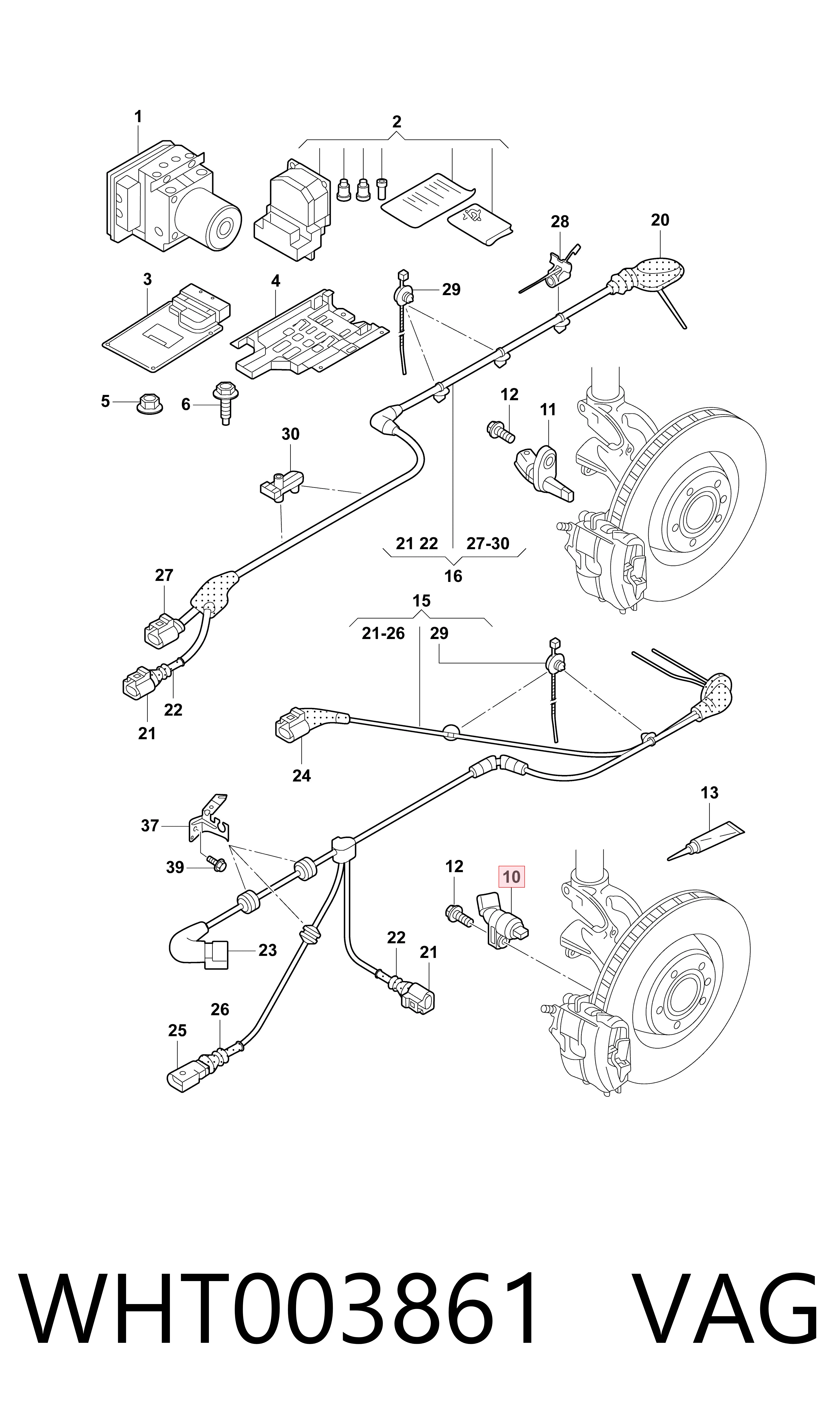 Comprar WHT003861 VAG Sensor ABS, rueda delantera izquierda