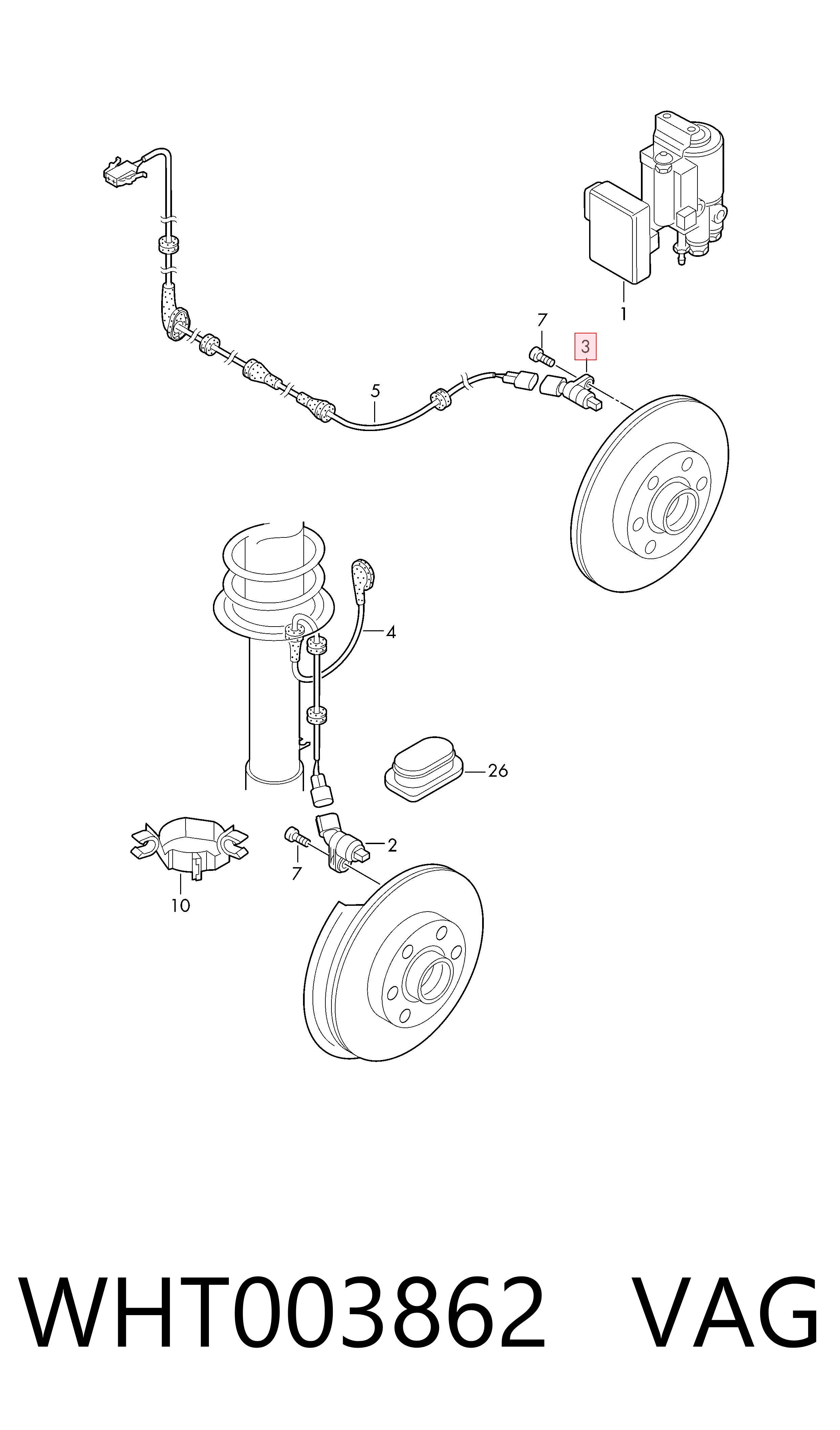 Comprar WHT003862 VAG Sensor ABS trasero derecho