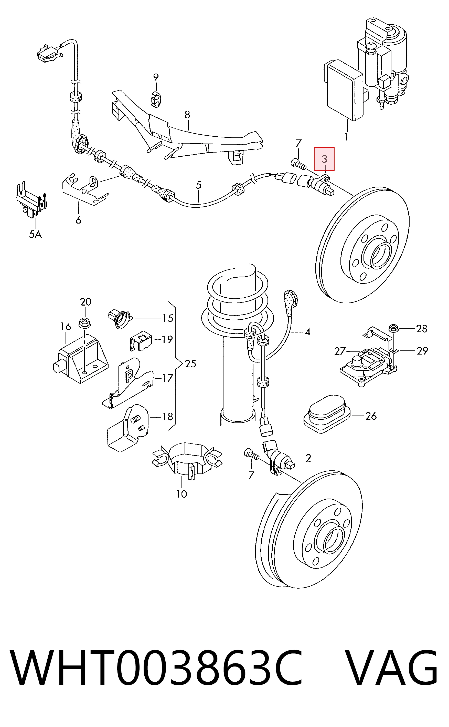 WHT003863C VAG Sensor revoluciones de la rueda, trasero izquierdo
