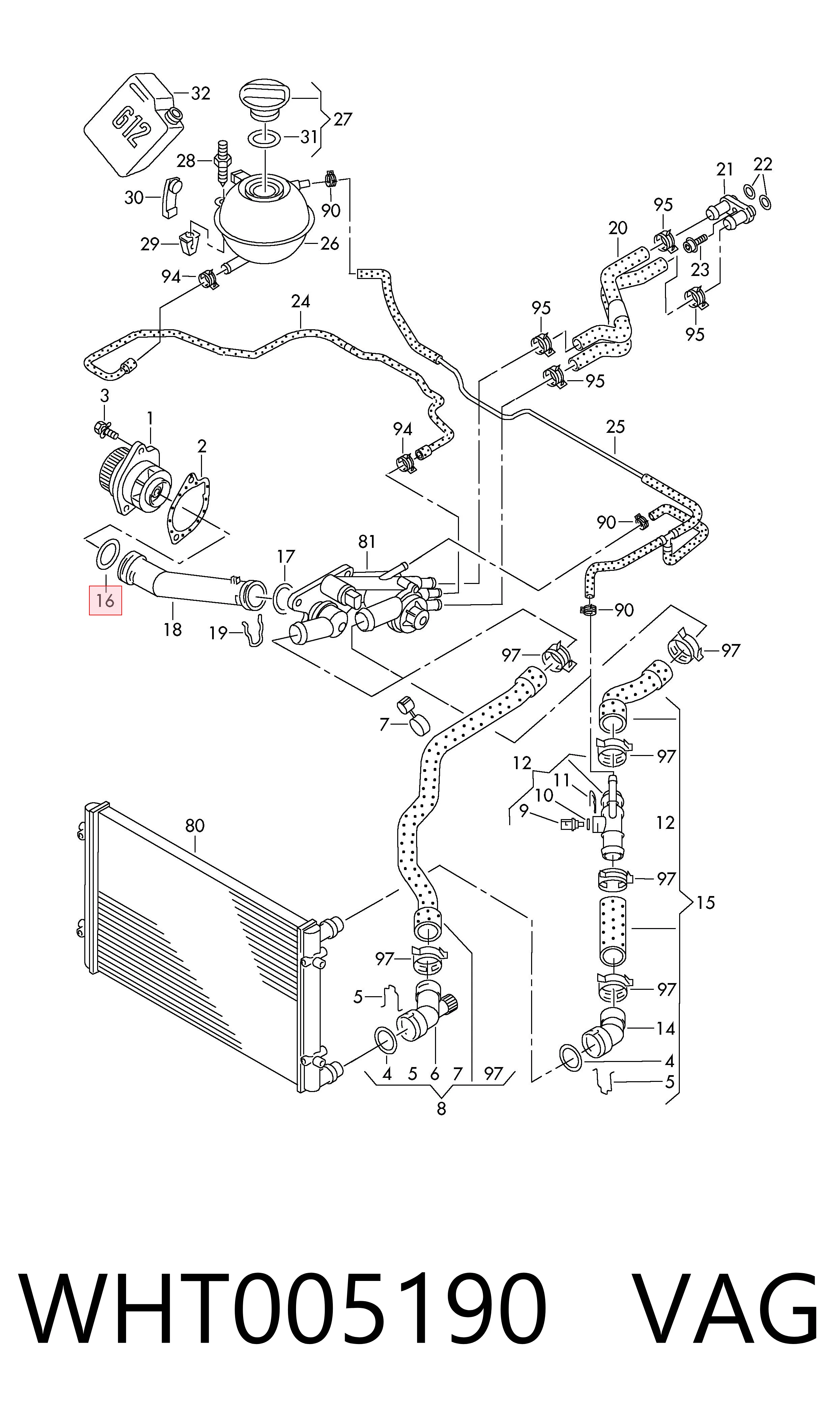 WHT005190 VAG Junta termostato
