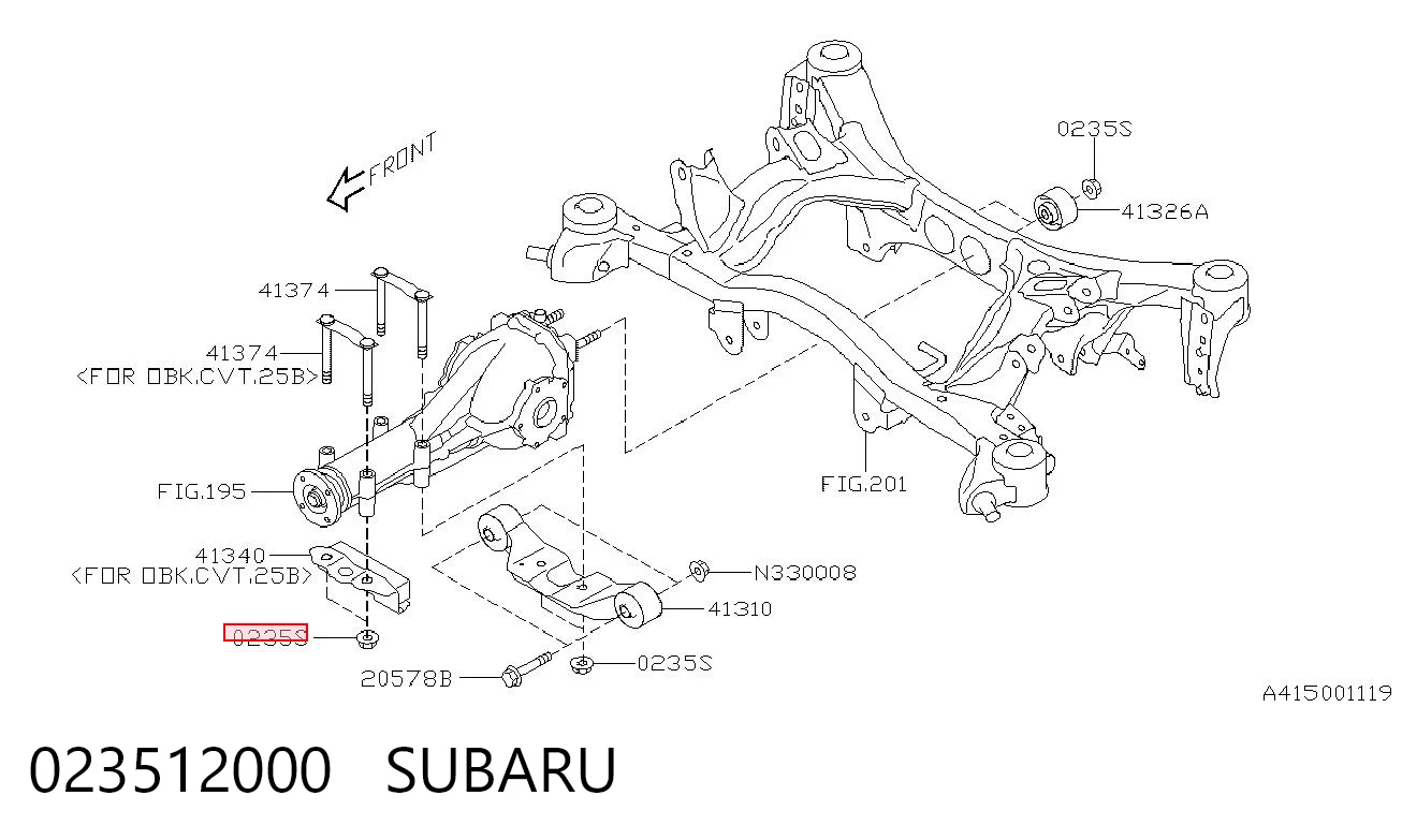 Tuerca de fijación del silentblock del brazo inferior trasero 023512000 SUBARU