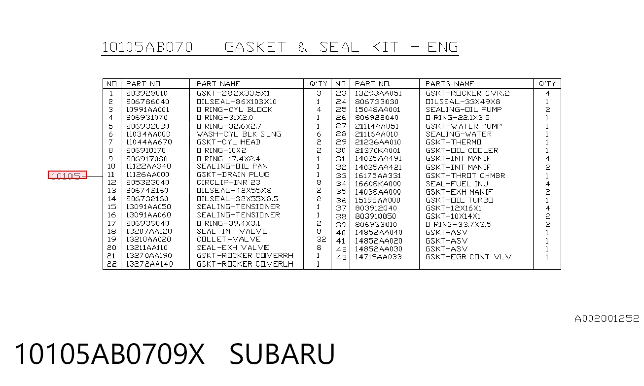 10105AB0709X Subaru