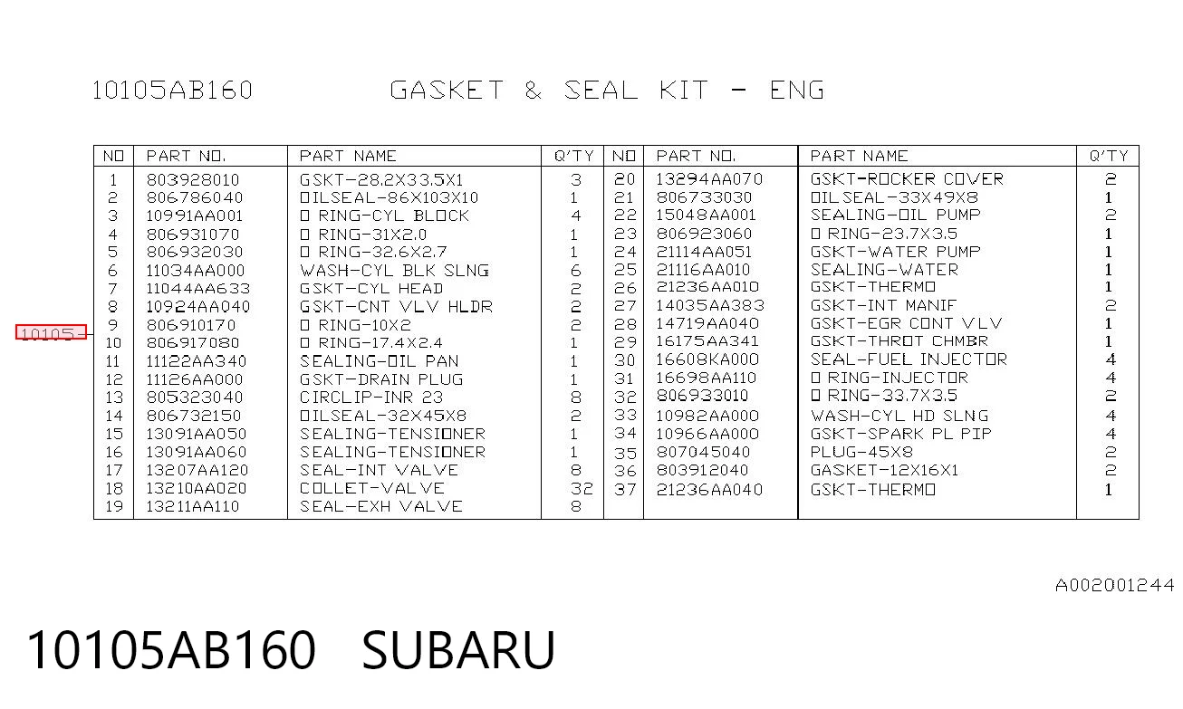 10105AB160 Subaru