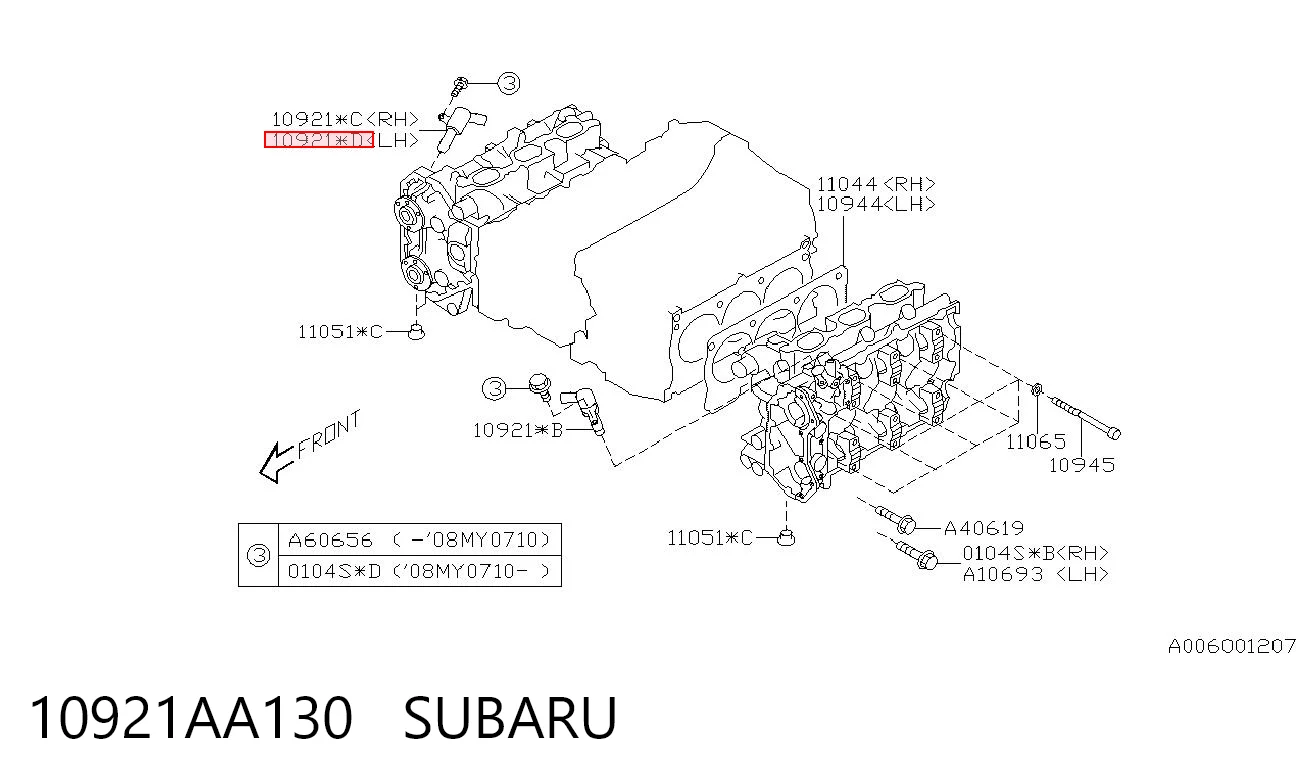 10921AA130 Subaru Válvula control, ajuste de levas