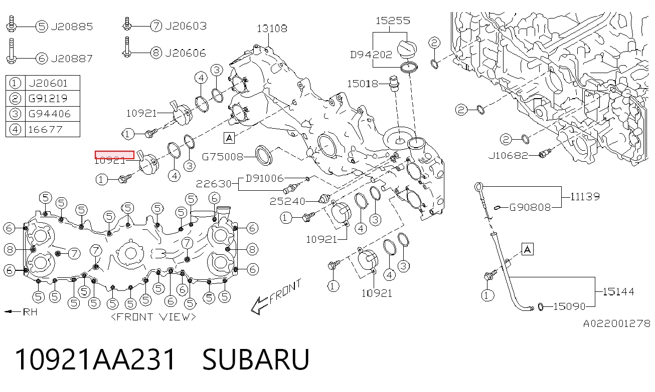 10921AA231 Subaru Válvula control, ajuste de levas