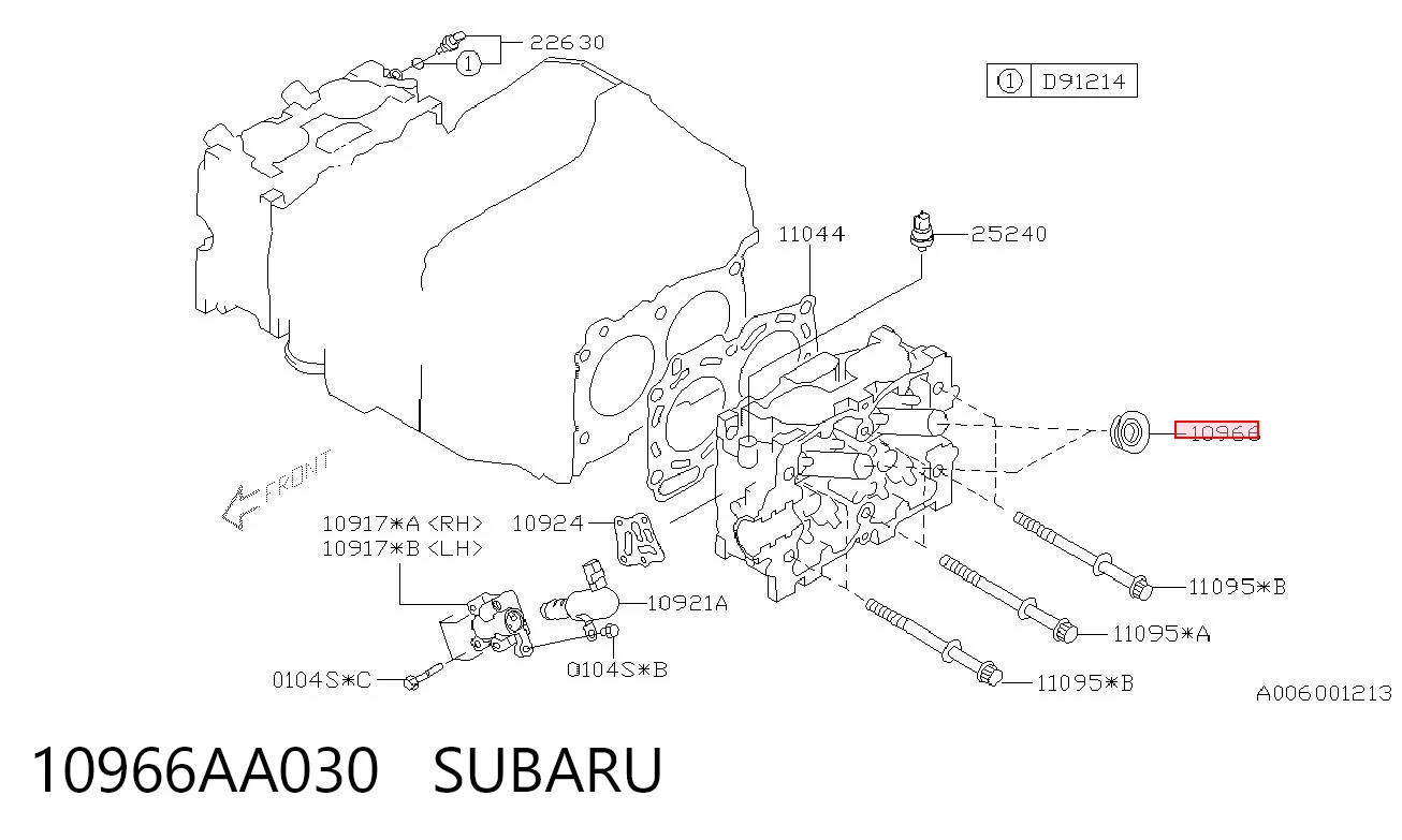 10966AA030 Subaru Anillo de sellado del pozo de la bujía