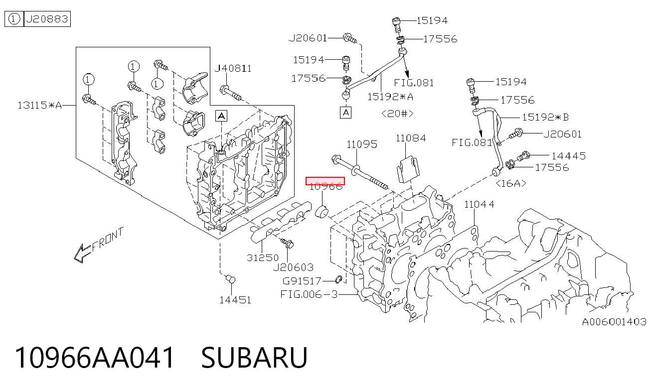 10966AA041 Subaru Anillo de sellado del pozo de la bujía