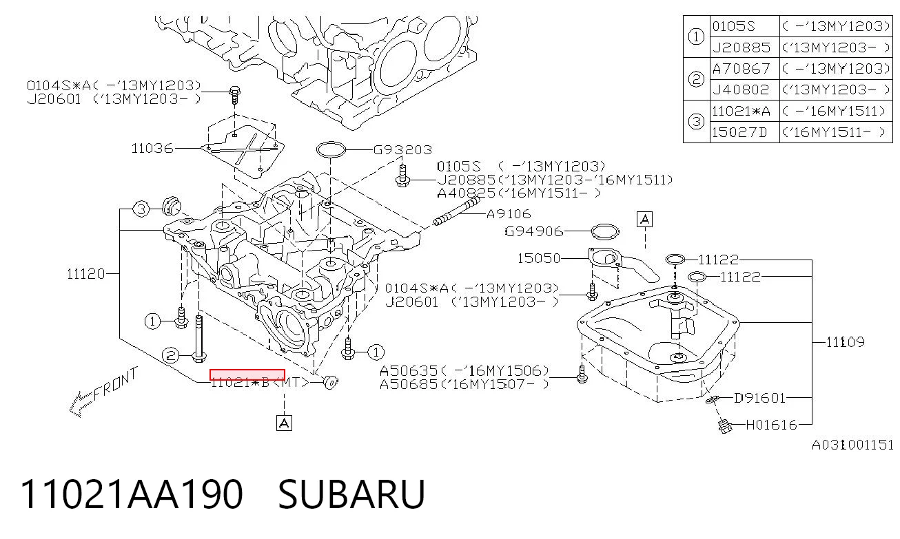 11021AA190 Subaru 