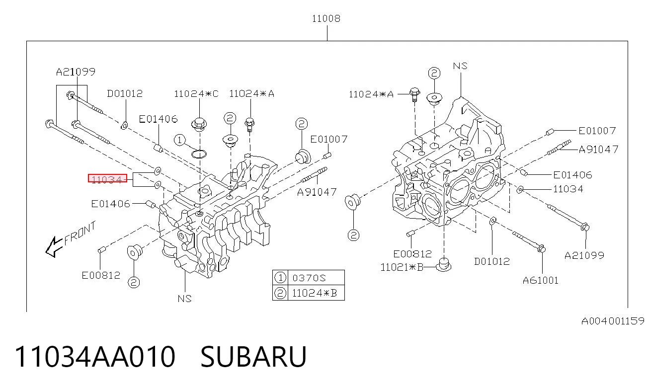 11034AA010 Subaru Arandela de tornillo de culata