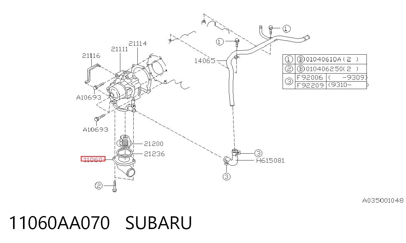 Tapa de termostato 11060AA070 SUBARU