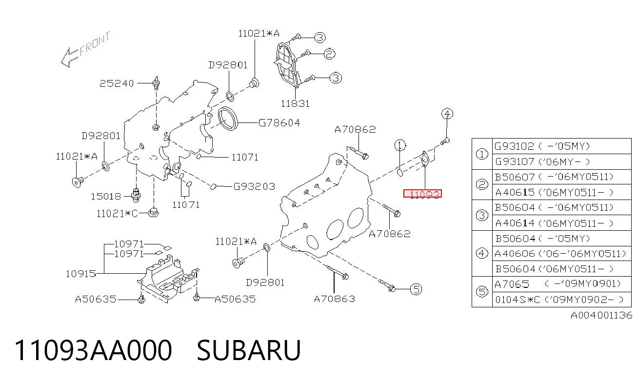 11093AA000 Subaru 