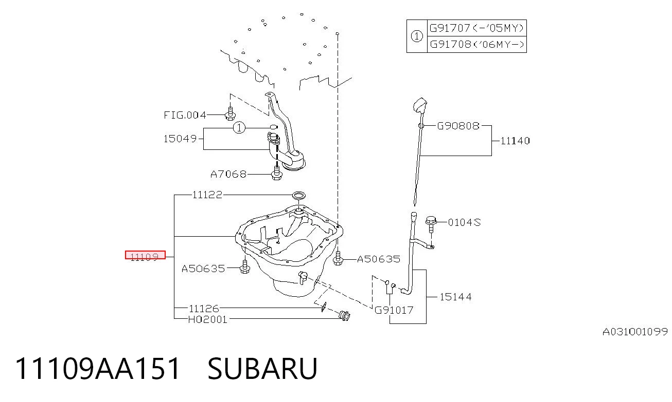 11109AA151 Subaru Cárter de aceite del motor