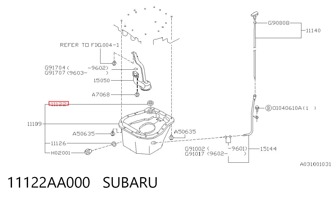 Junta del cárter de aceite 11122AA000 SUBARU