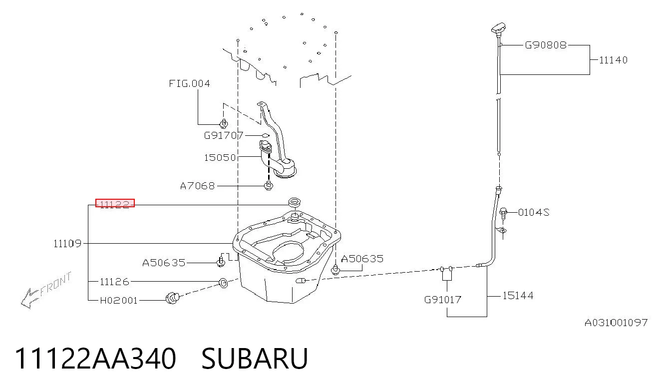 11122AA340 Subaru Junta cárter de aceite