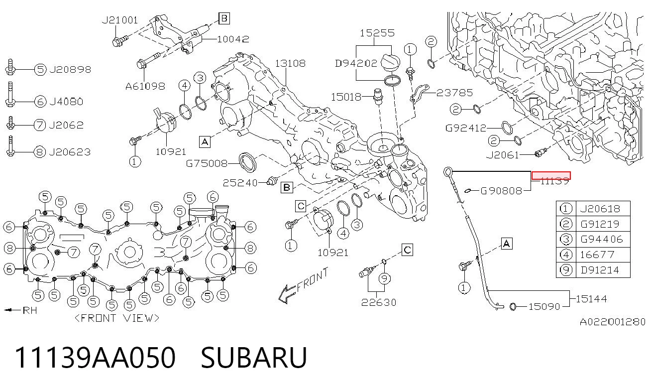 11139AA050 Subaru Medidor de aceite