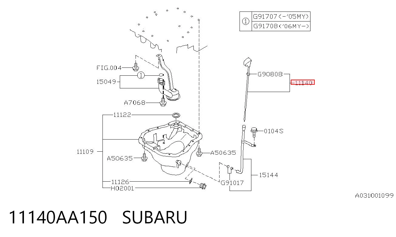11140AA150 Subaru Medidor de aceite