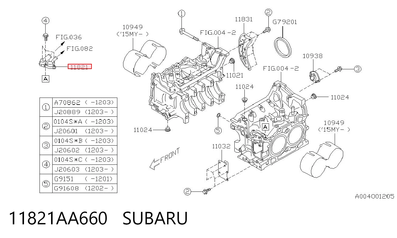 11821AA660 Subaru Válvula del servofreno