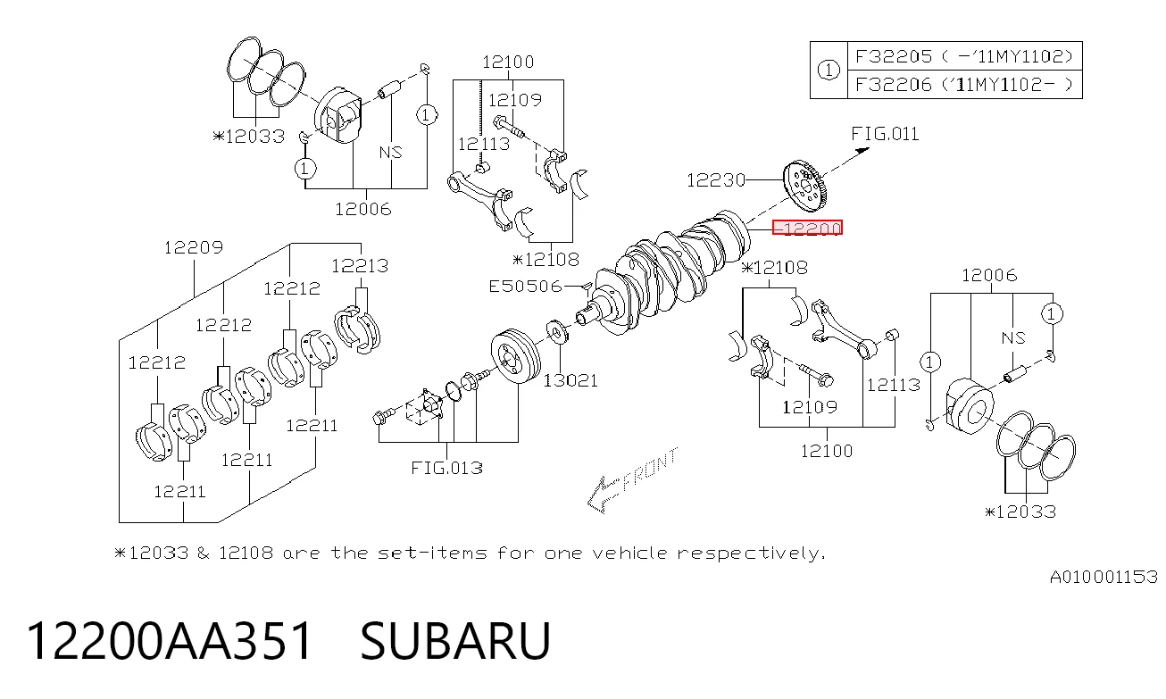 Cigüeñal para Subaru Outback B14, BR