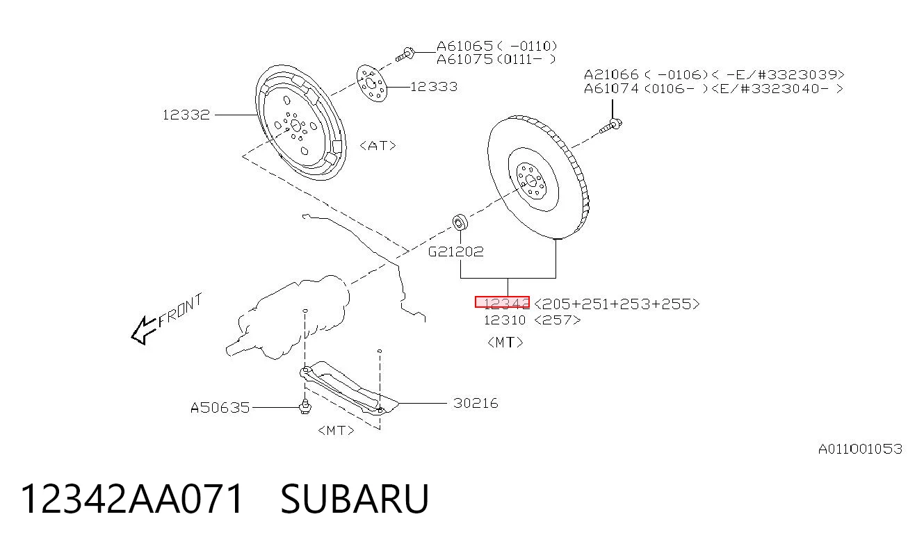 12342AA071 Subaru Volante de motor