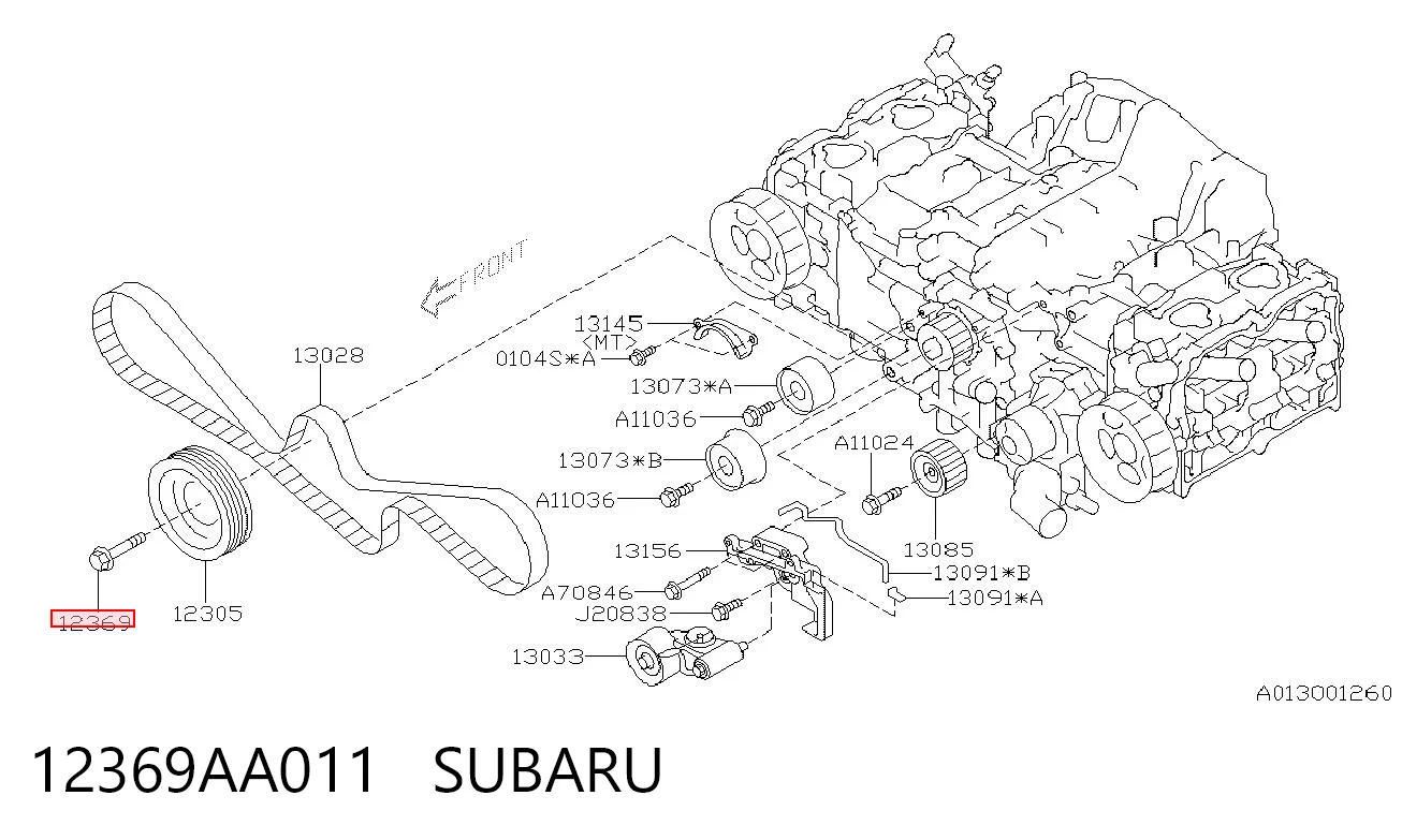 12369AA011 Subaru Perno de la polea del cigüeñal