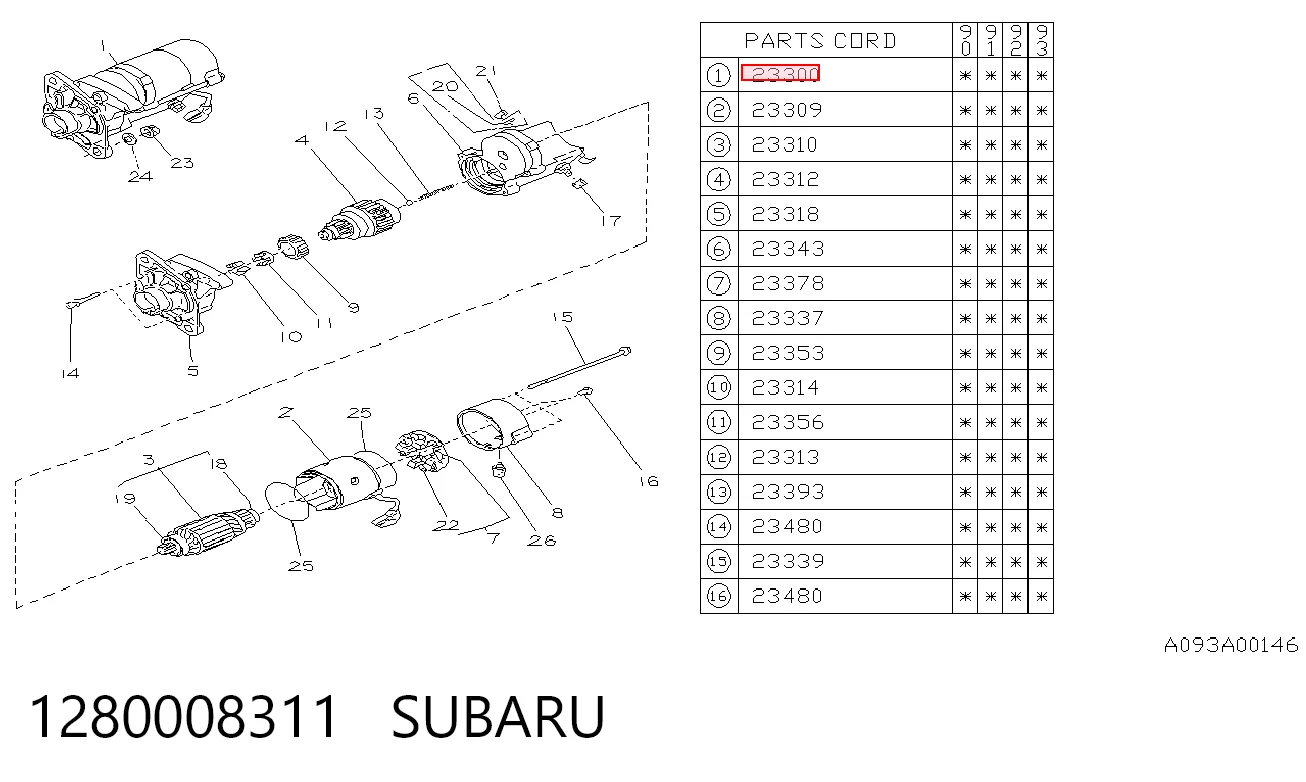 1280008311 Subaru Arranque motores