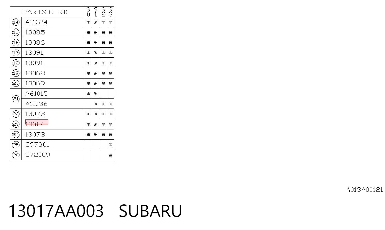 13017AA003 Subaru