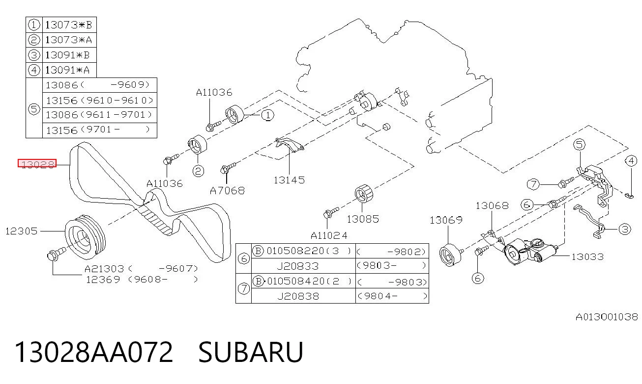13028AA072 Subaru Correa dentada