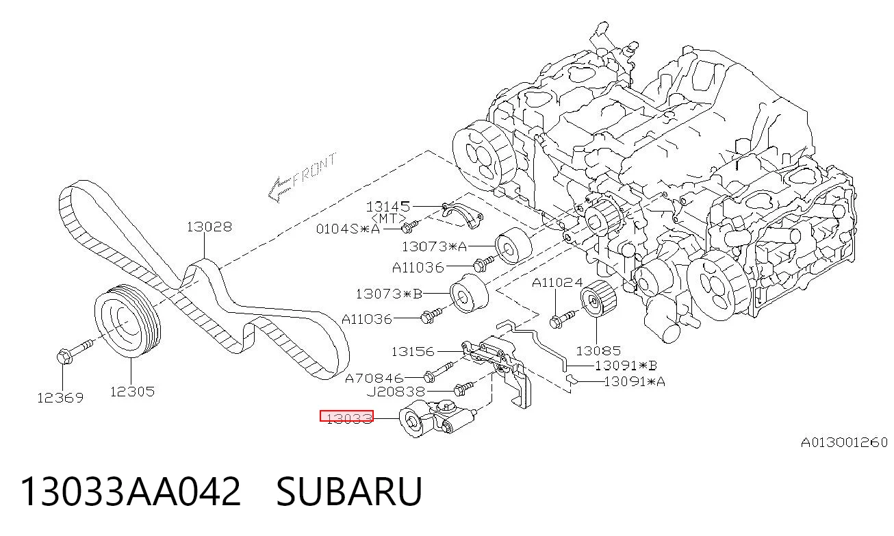 13033AA042 Subaru Tensor de correa de alternador