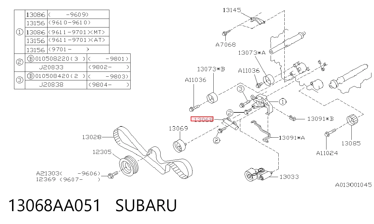 Tensor de la correa de distribución Subaru Forester I